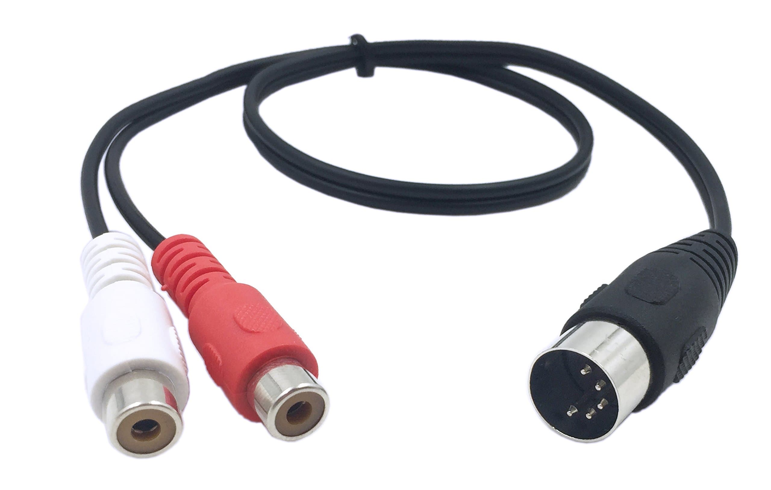 LEMENG Din 5 Pin Male to 2 RCA Female Professional Grade Audio Cable for Bang & Olufsen, Naim, Quad.Stereo Systems (0.5m)