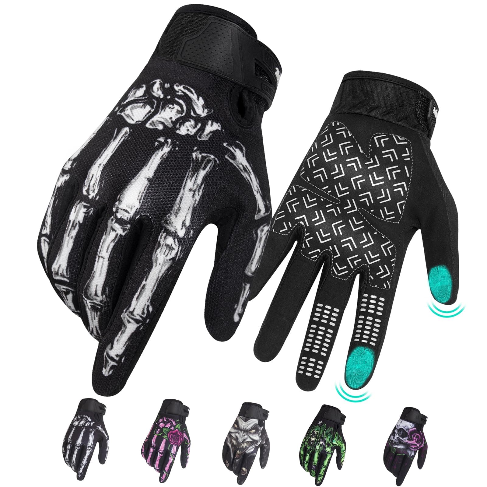 Motorcycle Gloves for Men Women Touchscreen, Lightweight Dirt Bike Glove Non-Slip, Skeleton Motorcycle Riding Glove