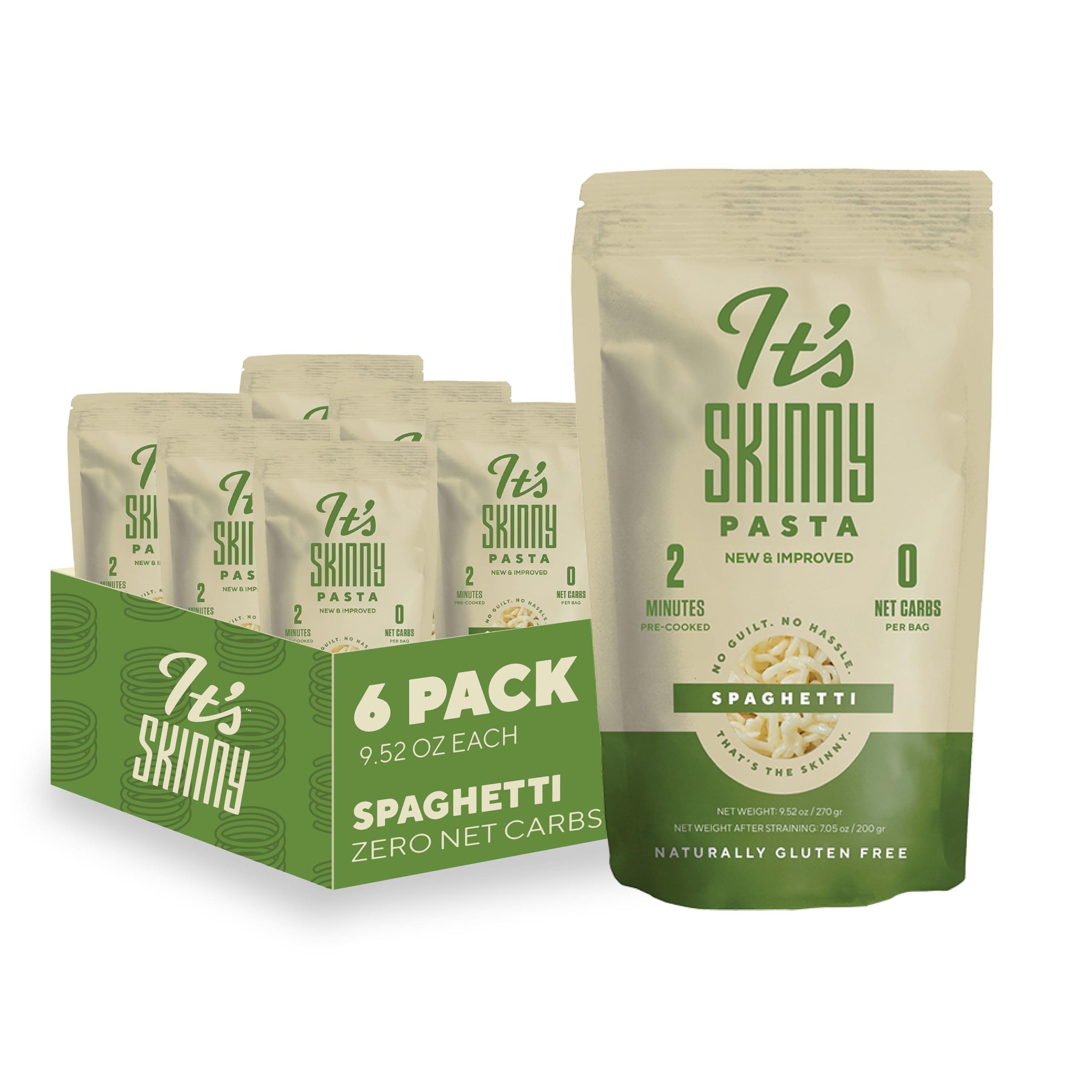It’s Skinny Spaghetti Pasta – Low Carb, Gluten Free, Keto & Vegan-Friendly, Shirataki Konjac, Sugar-Free, High in Fiber, Only 4.5 Calories Per Serving, Ready in 2 Minutes (6 Packs)