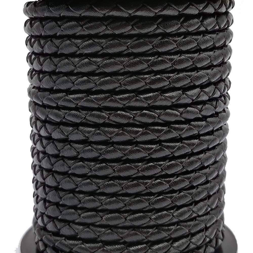 5 Yards 3mm Leather Bolo Cord for Necklace Bracelet Making Woven Braided Leather Strap for Jewelry Beading Black