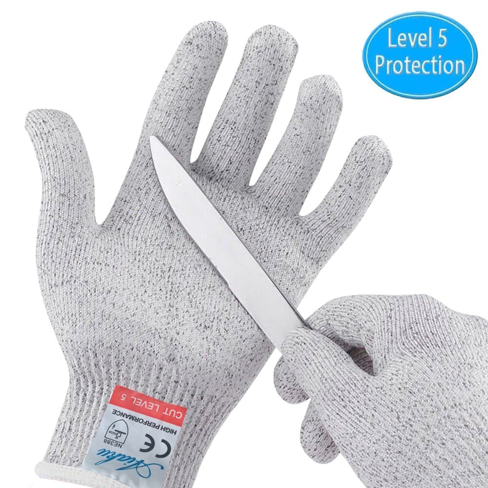 Cut Resistant Gloves, Safety Kitchen Cutting Gloves, Knife Proof Glove for Mandolin Slicing, Wood Carving, Fish Processing and Meat Cutting, EN388 Certified Food Grade Level 5 Protection (Large)
