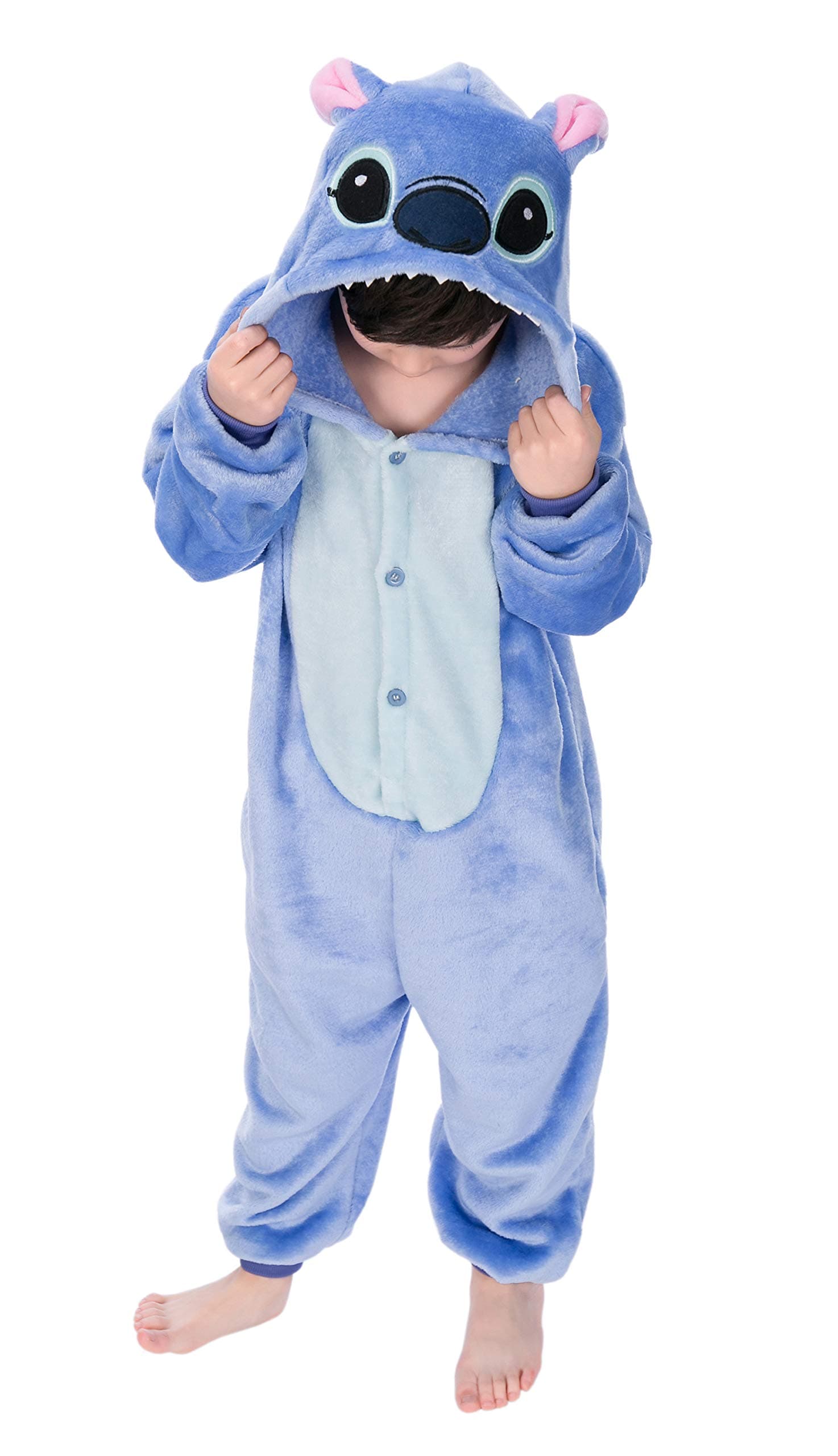 Unisex Kids Hooded Animal Onesie Supersoft Flannel Costume Pajamas Fancy Dress Playsuit Jumpsuit