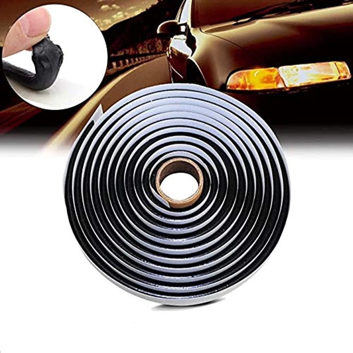 4M Black Butyl Rubber Glue Sealant Car Truck Headlight Housing Audio Video Installation Tool Retrofit Reseal Strip Seal Waterproof Humidity Seal Car Door Noise Isolation