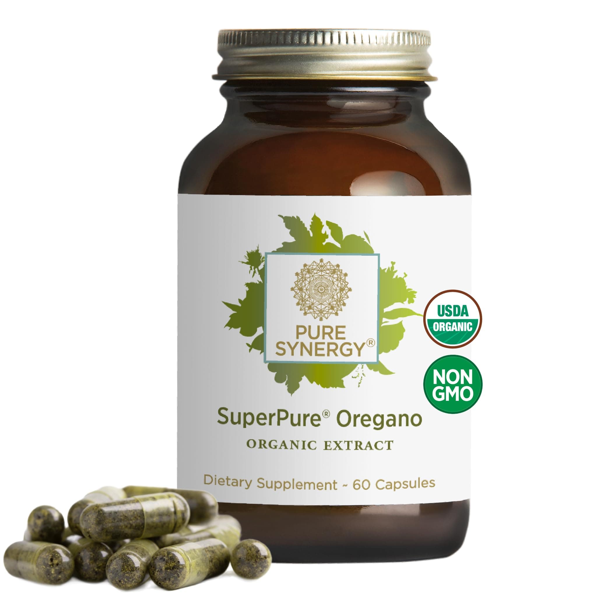 PURE SYNERGY SuperPure Oregano Extract | Oregano Oil Extract Capsules | Organic Oil and Leaf Supplement | for Immune, Digestive, and Respiratory Health (60 Capsules)