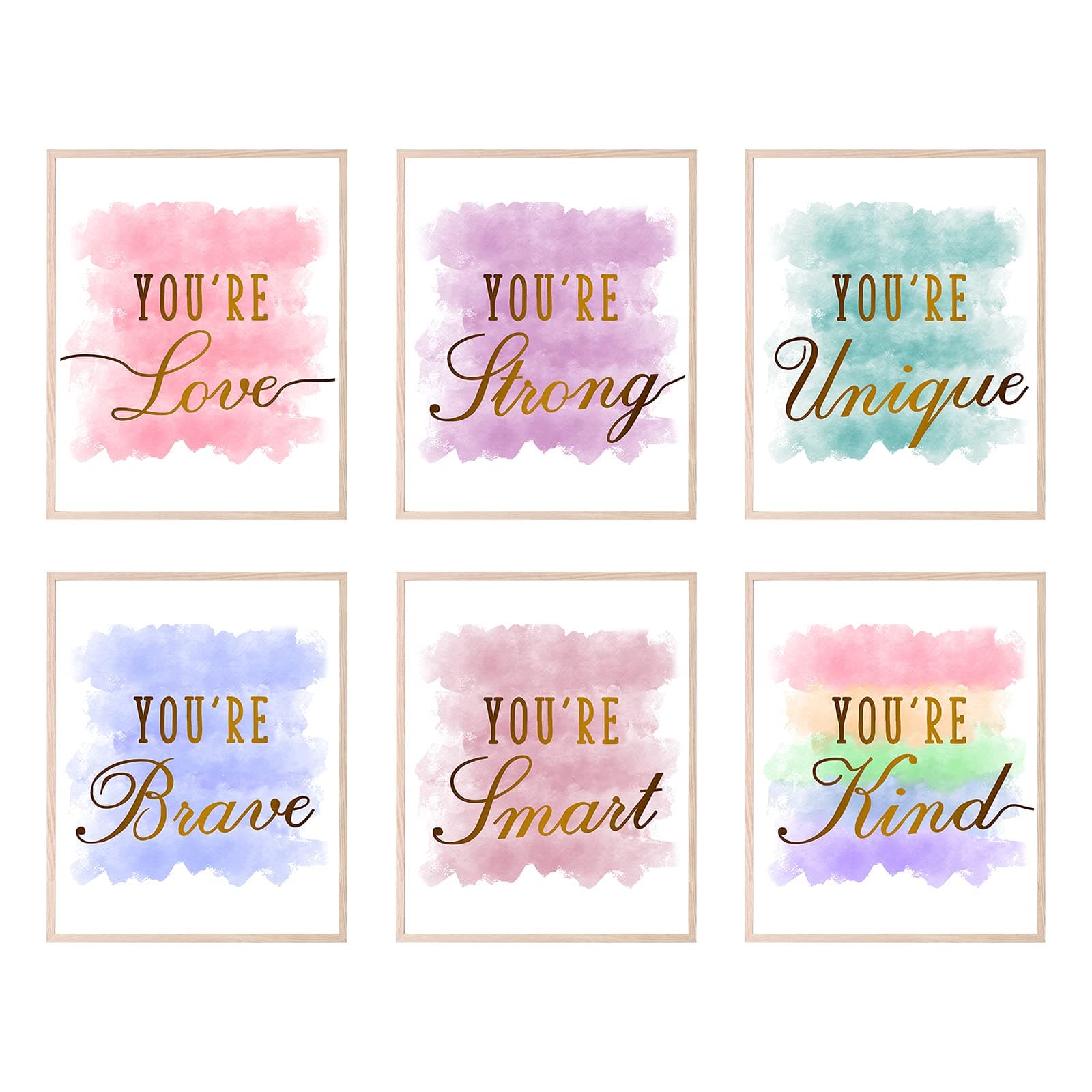 HOMANGA Girls Room Decor Posters, Kids Rooms Wall Art, Girls Room Wall Decor, Posters for Teen Girl, Girl's Wall Decor Prints for Bedroom, Nursery Rooms, Playroom (Set of 6, 8X10 Inch, Unframed)