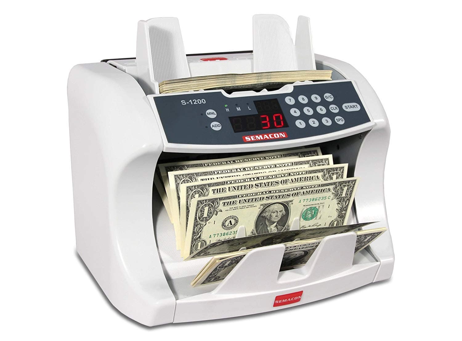 Semacon S-1200 Series 1200 Bank Grade Currency Counters with SmartFeed Advanced Banknote Feed System Technology, Speed Up to 1600 Notes Per Minute
