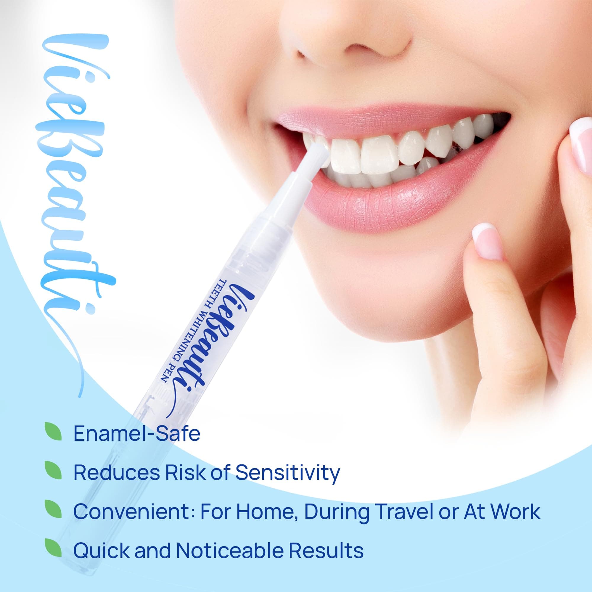 VieBeauti Teeth Whitening Kit with LED Light: Tooth Whitener with 35% Carbamide Peroxide, Remineralizing Gel, Mouth Trays and Tray Case - 10-Minute Timer Enhances Minty Fresh White Smile Flavorless