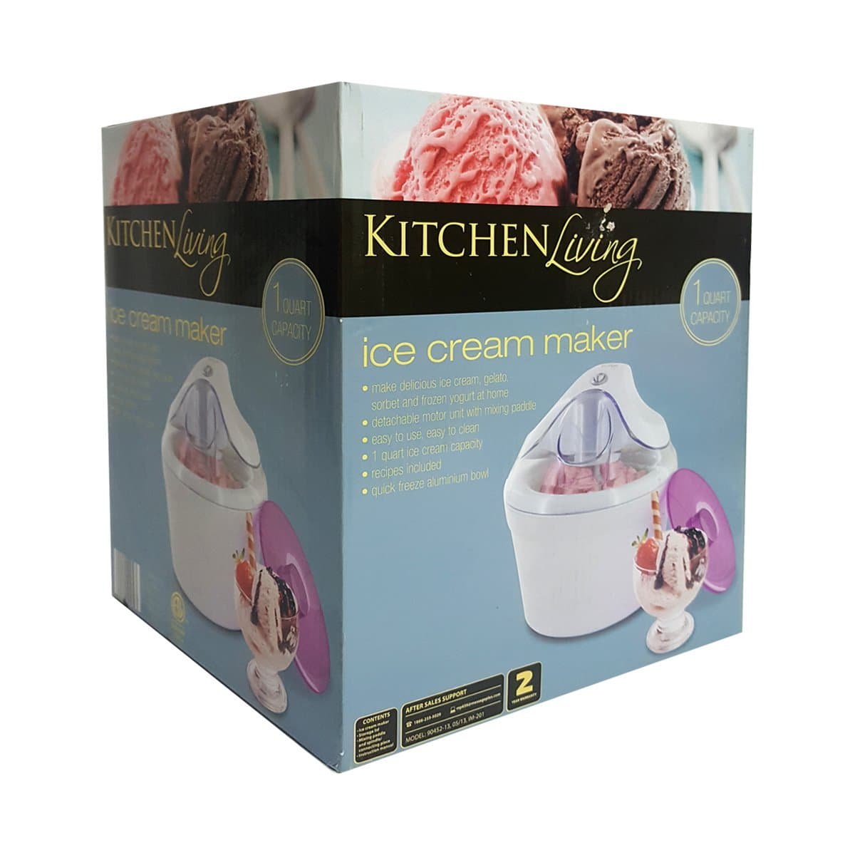 Kitchen Living Electric Ice Cream Maker 1 Quart Capacity