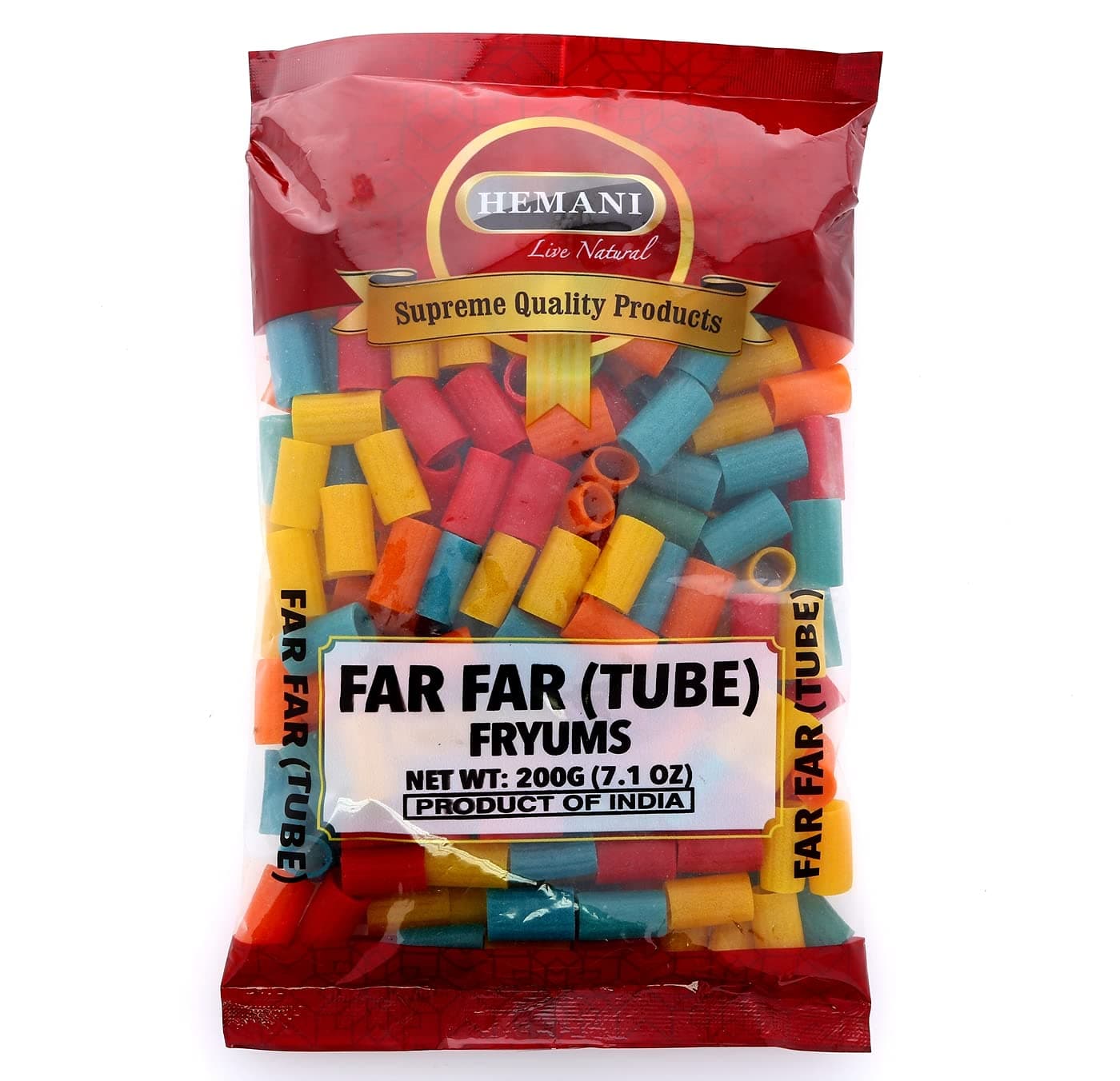 HEMANI Far Far Fryum 7.1 OZ (200g) - Puffed Snack - Ready to Fry - Fried Snacks (Tube)