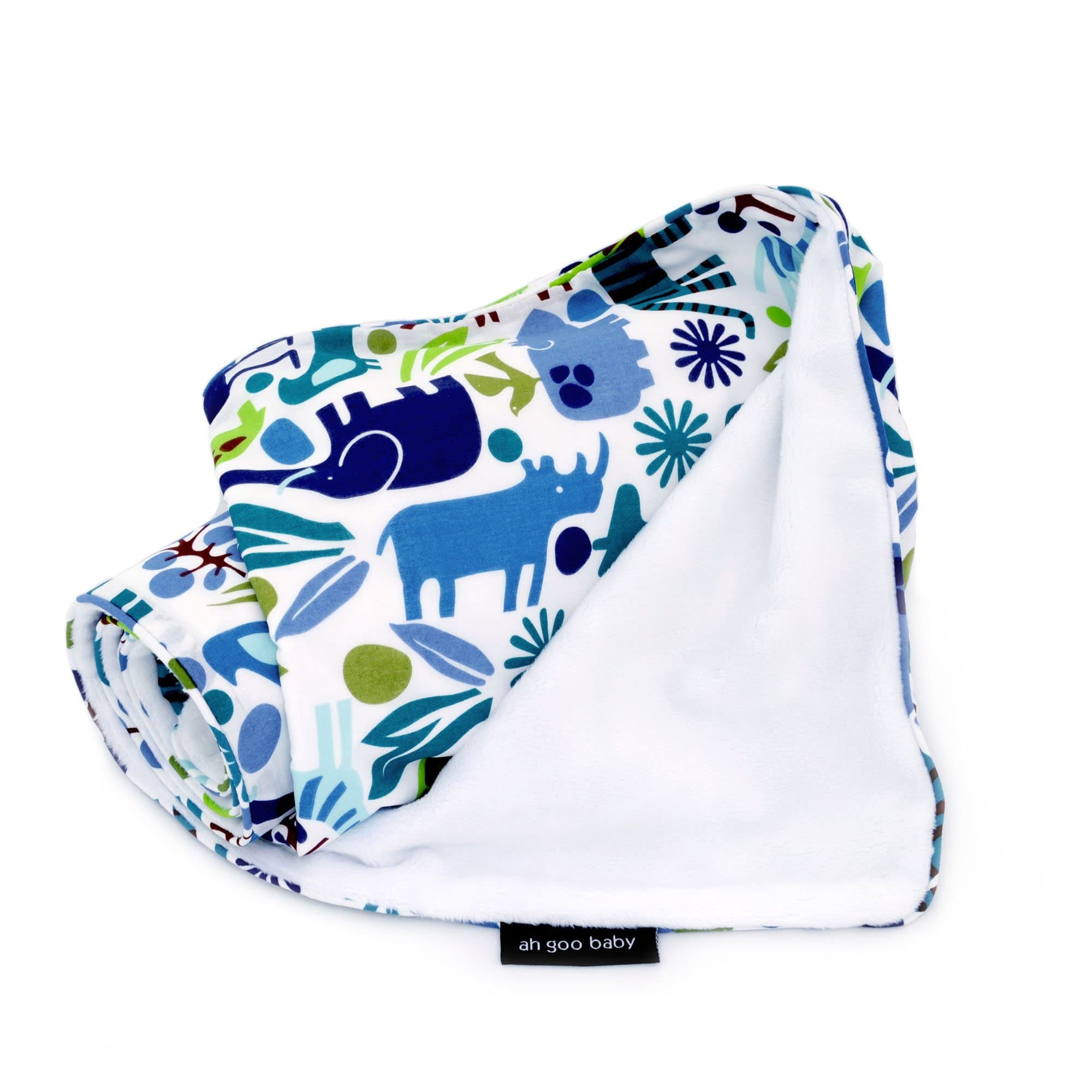 Ah Goo Baby The Stroller Blanket, Soft Minky and 100% Cotton 41\x 30, Zoo Frenzy Pattern