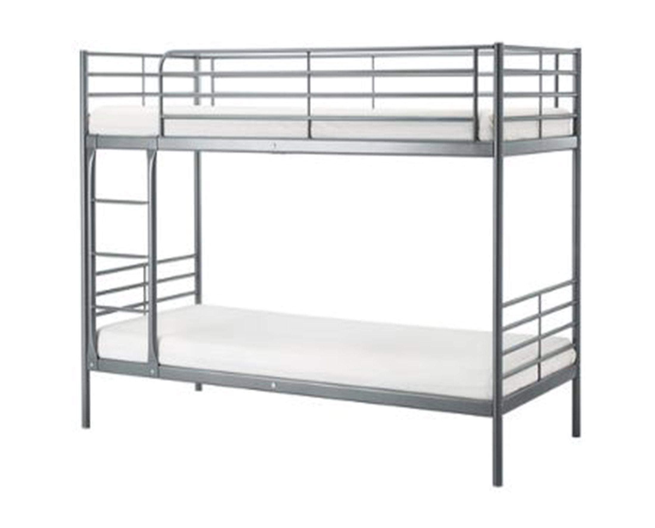 Galaxy Design Heavy Duty Steel Bunker Bed Silver with Medical Mattress 10cm - Single Size ( L x W x H ) 190 x 90 x 180 cm Model - GDF-SBB19090.