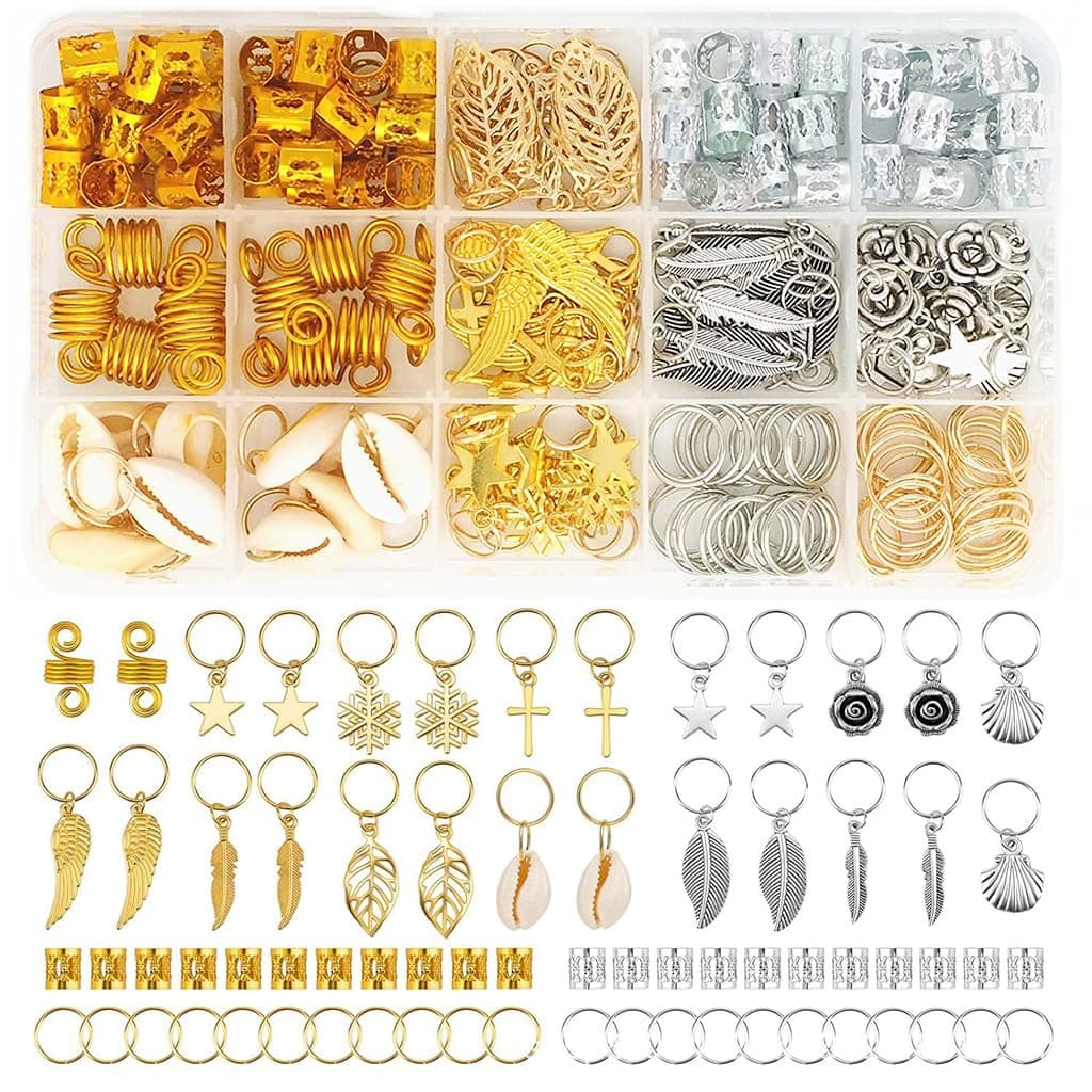 220 Pcs Hair Jewelry for Women Braids Alloy Hair Charms for Dreadlocks, Hair Extension Metal Hair Pendants Rings Cuffs Clips Hair Accessories for Women Girls
