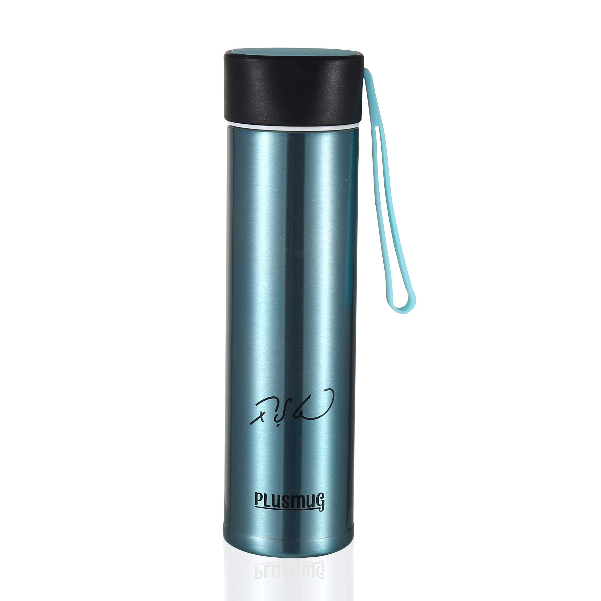 PLUSMUG Stainless Steel Insulated Water Bottle, Double Wall Vacuum Insulated Bottle, Hot and Cold Drinks Travel Thermos, BPA-free 14.5oz - 430ml