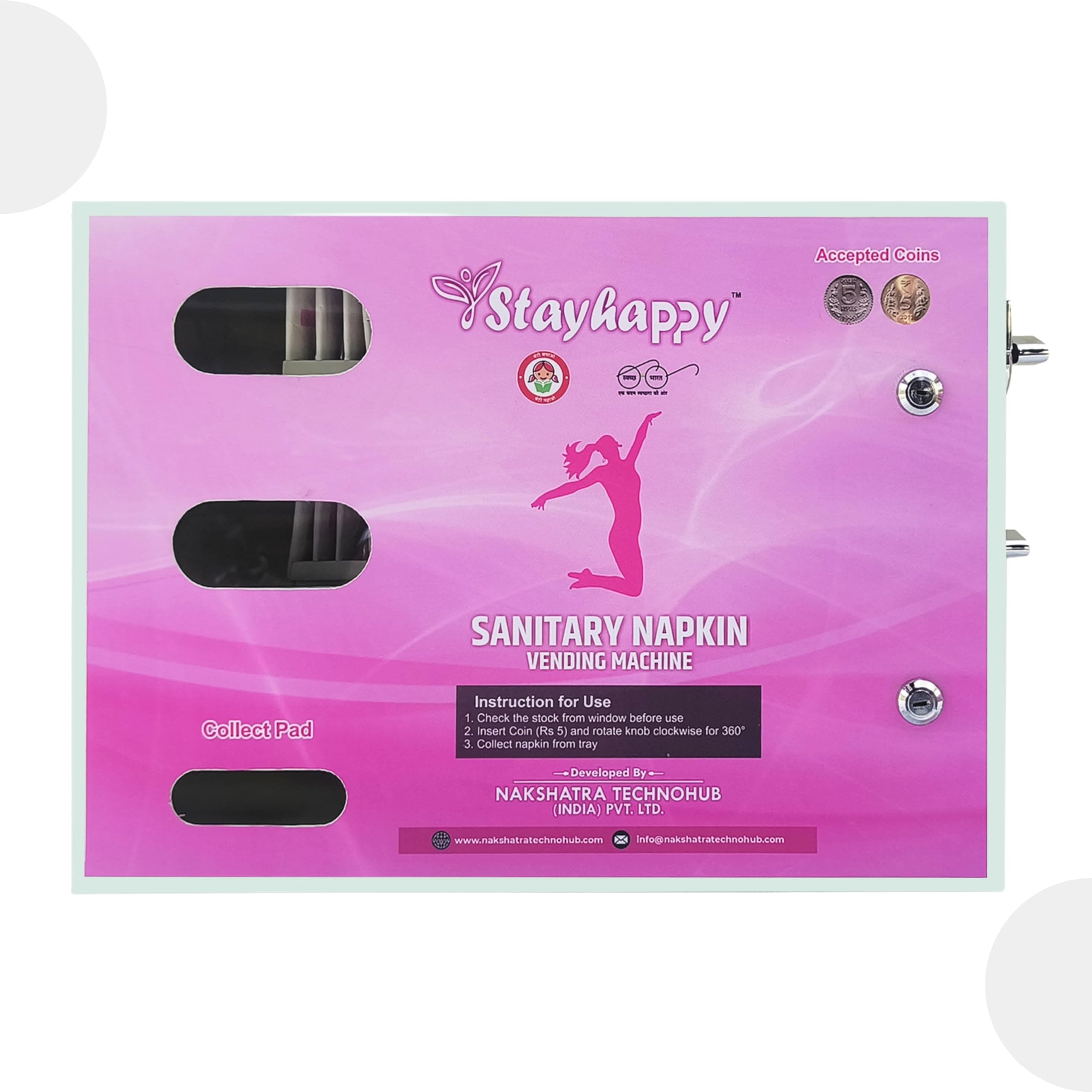 Manual Sanitary Napkin Vending Machine with 50 Pad Capacity, Ivory