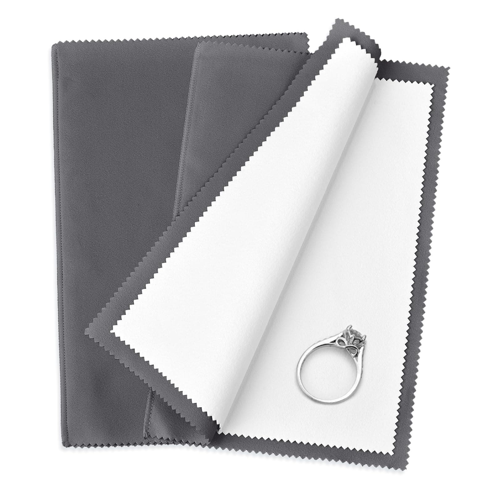 2pcs Jewelry Polishing Cleaning Cloth Large 10'' x 12'' for Sterling Silver Jewelry Gold, Diamond, Platinum, Precious Stones, Coins (Gray)