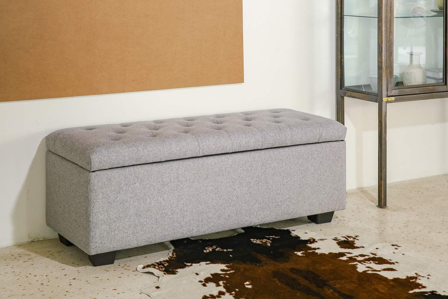 Creative Living Upholstered Storage Ottoman, Light Grey