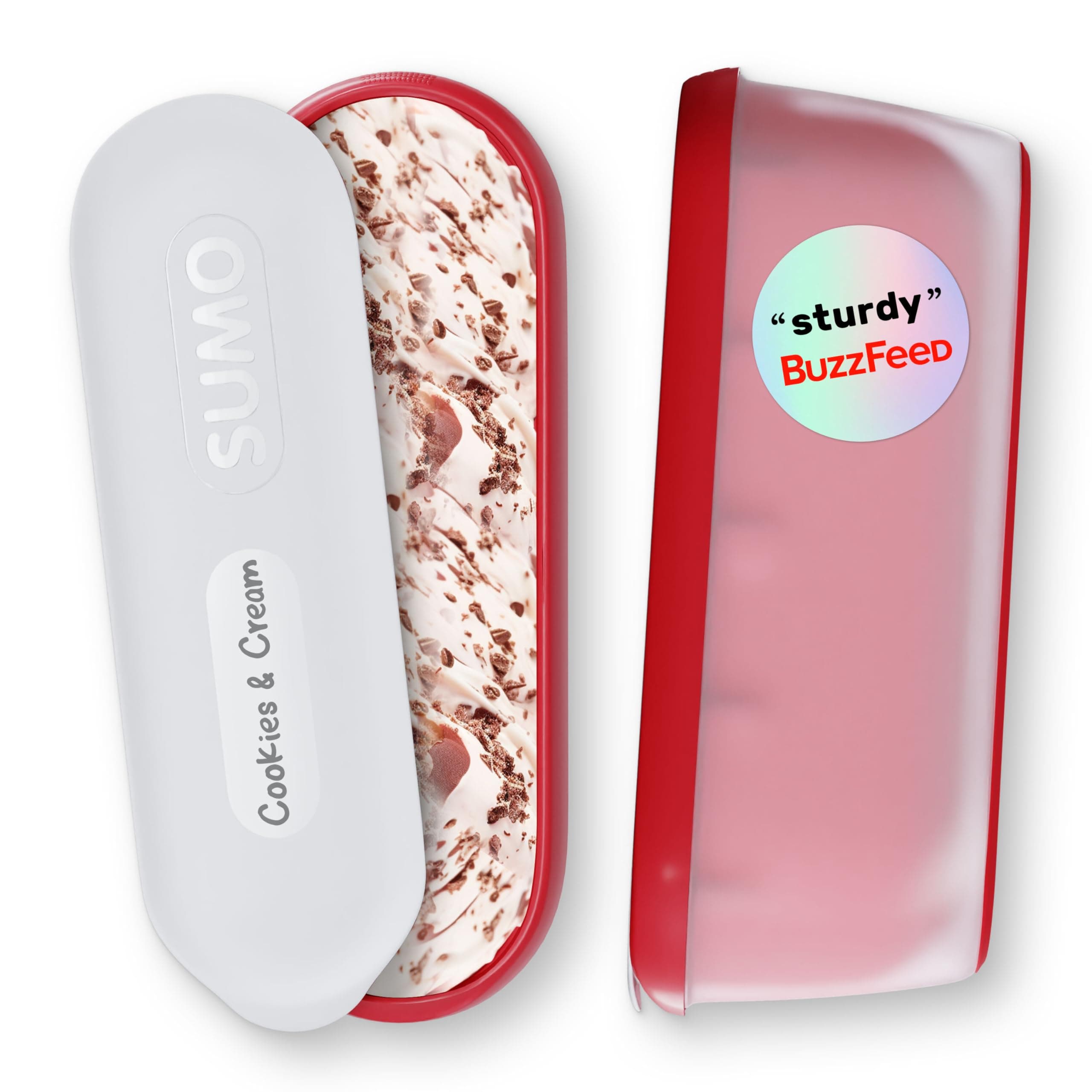 SUMO Set of 2, Ice Cream Containers for Homemade Ice Cream - 1.5 Quart Each, Reusable Freezer Storage Containers - Red