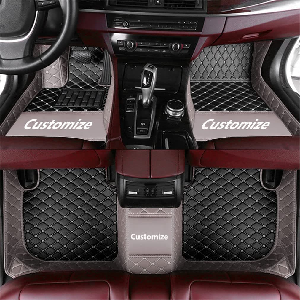 Custom Floor Mats for Cars fit 95% Sedan SUV Sports Car Full Coverage All Weather Pads Protection Non-Slip Leather Floor Liners (Black+Gray Edge)