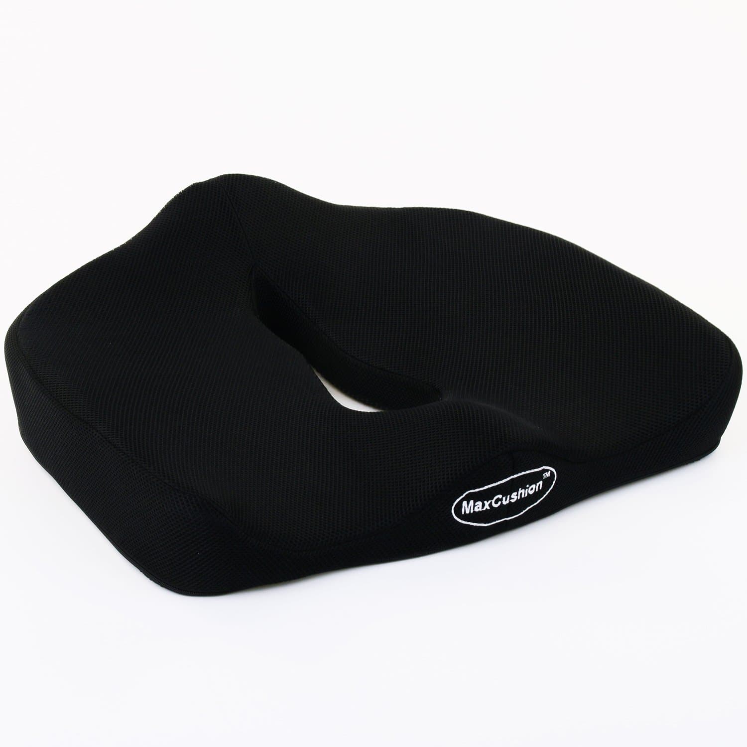 Seat Cushion For Car, Truck, Home And Office - Unique Design Provides All Day Relief for Back, Sciatica And Coccyx. Non Slip Bottom Keeps It Firm In Your Chair. By MaxCushion (BLACK)