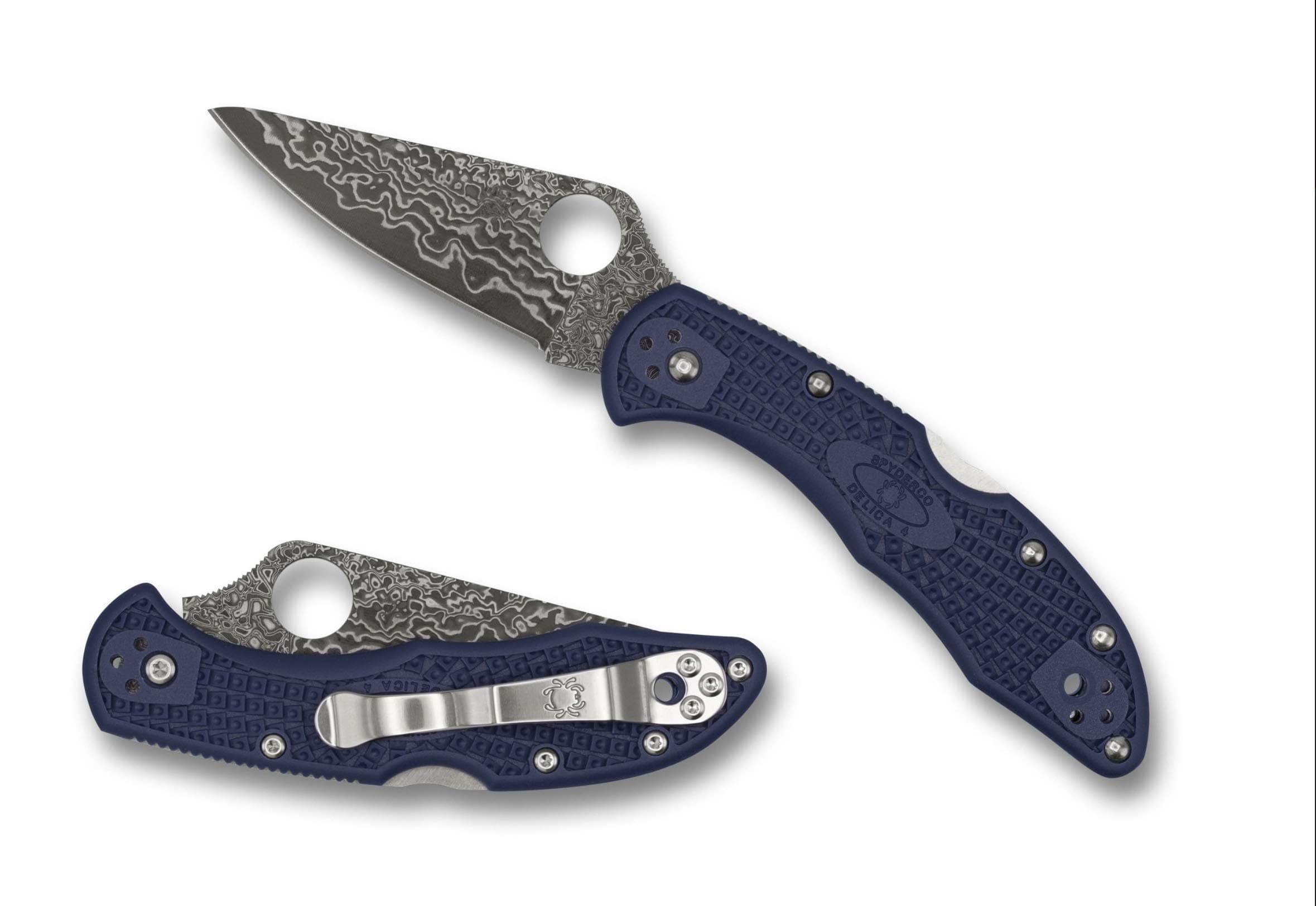 Spyderco C11FPNBD Delica KnifeJoy Exclusive KJ Steel Blue FRN Damascus Knife