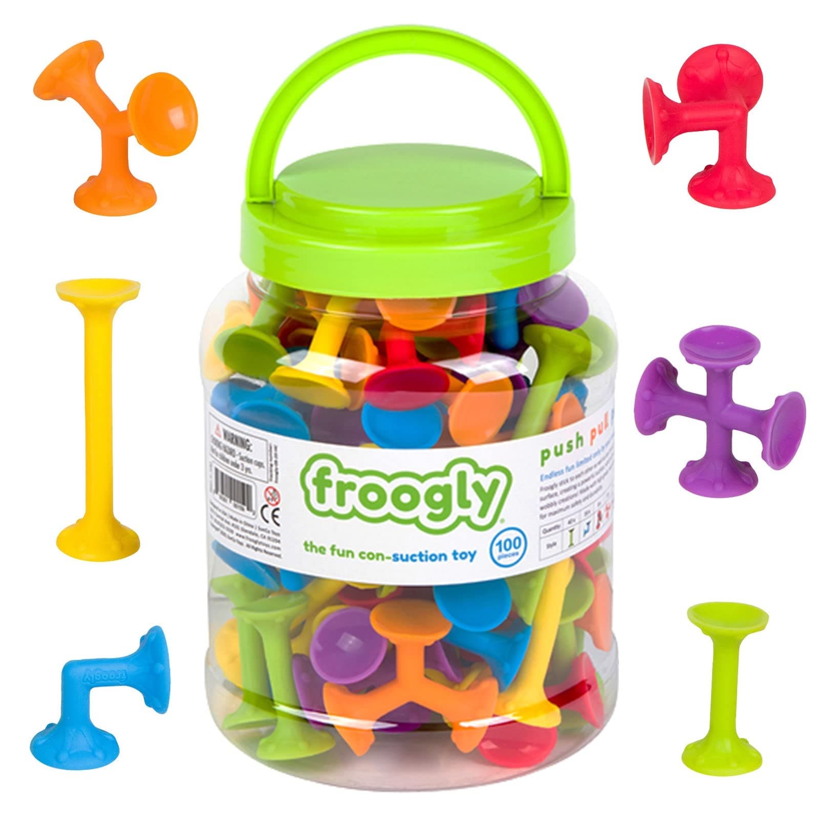 Froogly - 100 Piece Suction Toys - Montessori Bath & Construction Building Set - Silicone Toys for Toddlers & Kids Ages 3-6