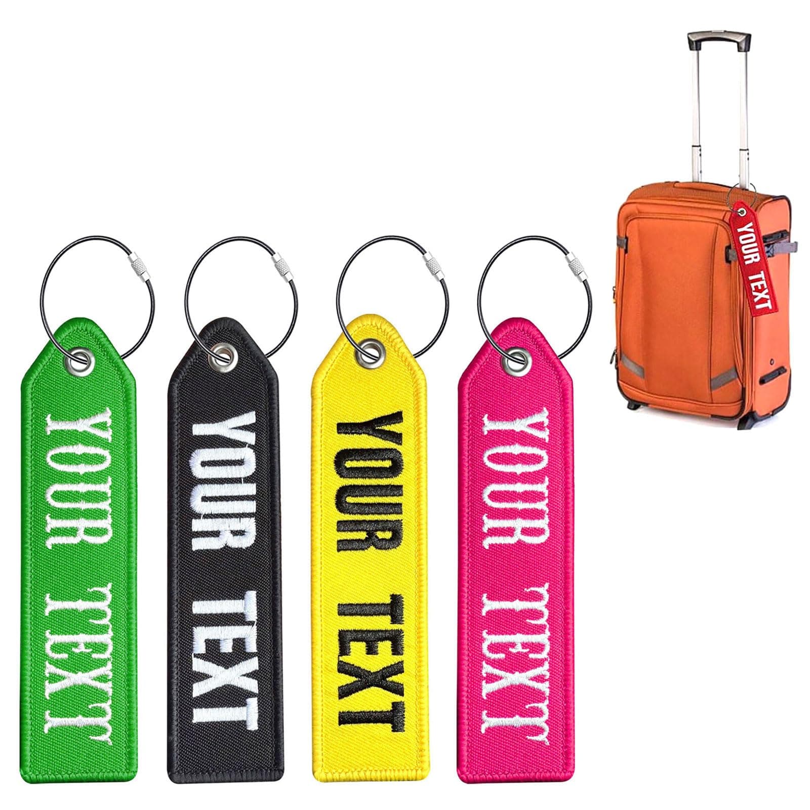 Personalized Luggage Tags, Customized Travel Luggage Labels with Stainless Steel Loop for Suitcases, Embroidery Baggage Tags to Quickly Spot Travel Bag Suitcase