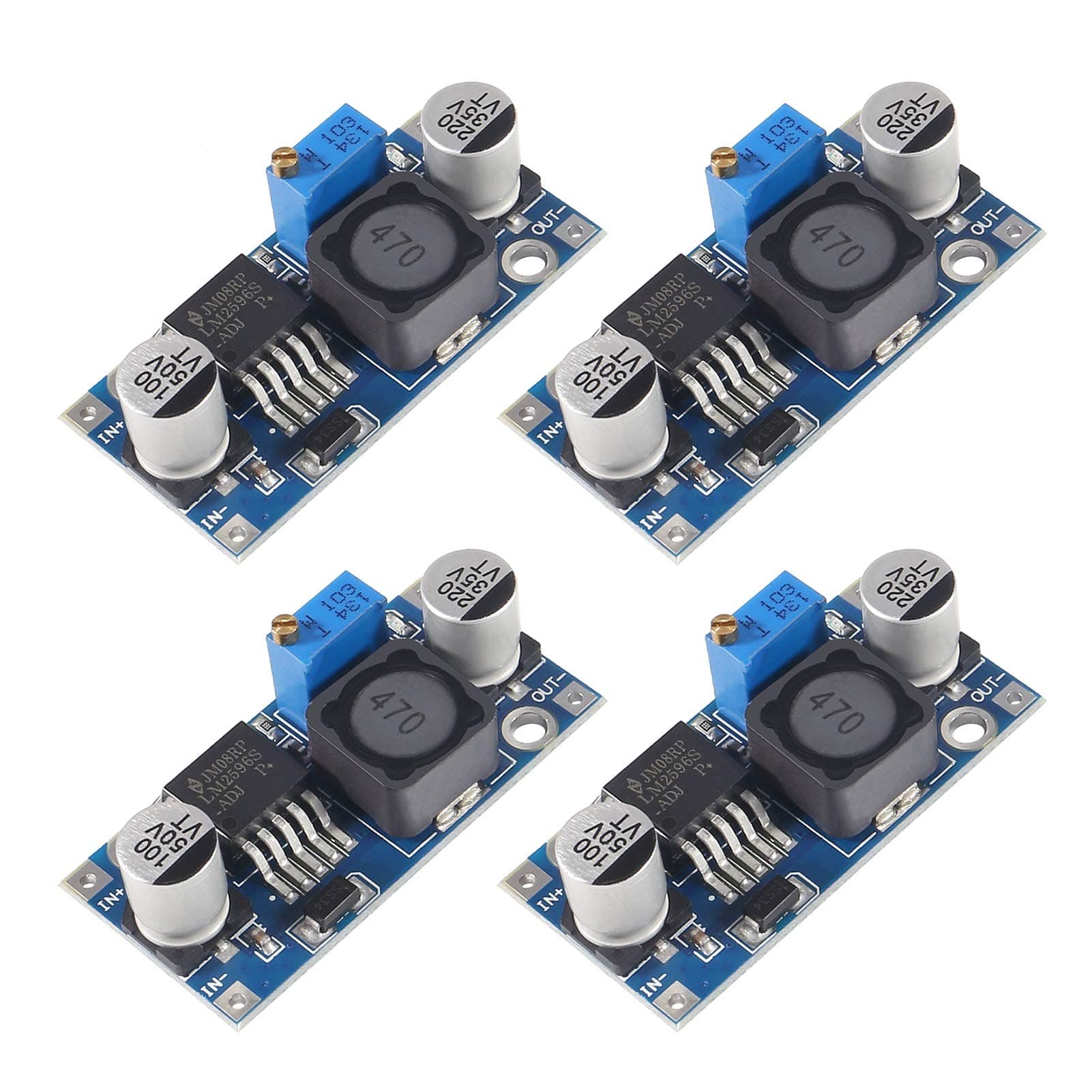 4Pack LM2596 DC-DC Buck Converter, Adjustable Step Down Voltage Regulator 3-40V to 1.5-35V High Efficiency Power Supply Volt Reducer Transformer Module