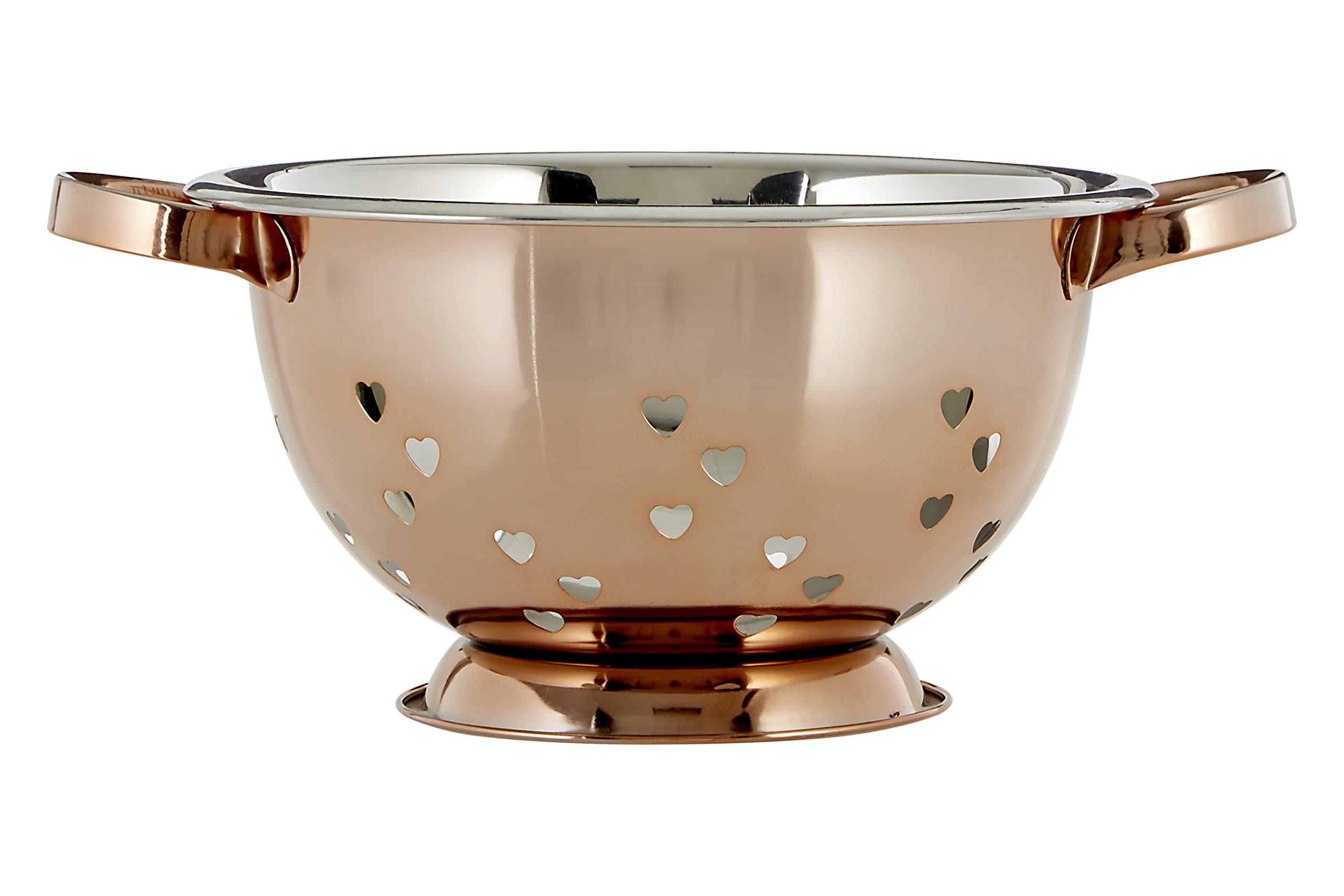 Premier Housewares Colander with Hearts Design, Rose Gold, 24 x 24 x 13 cm