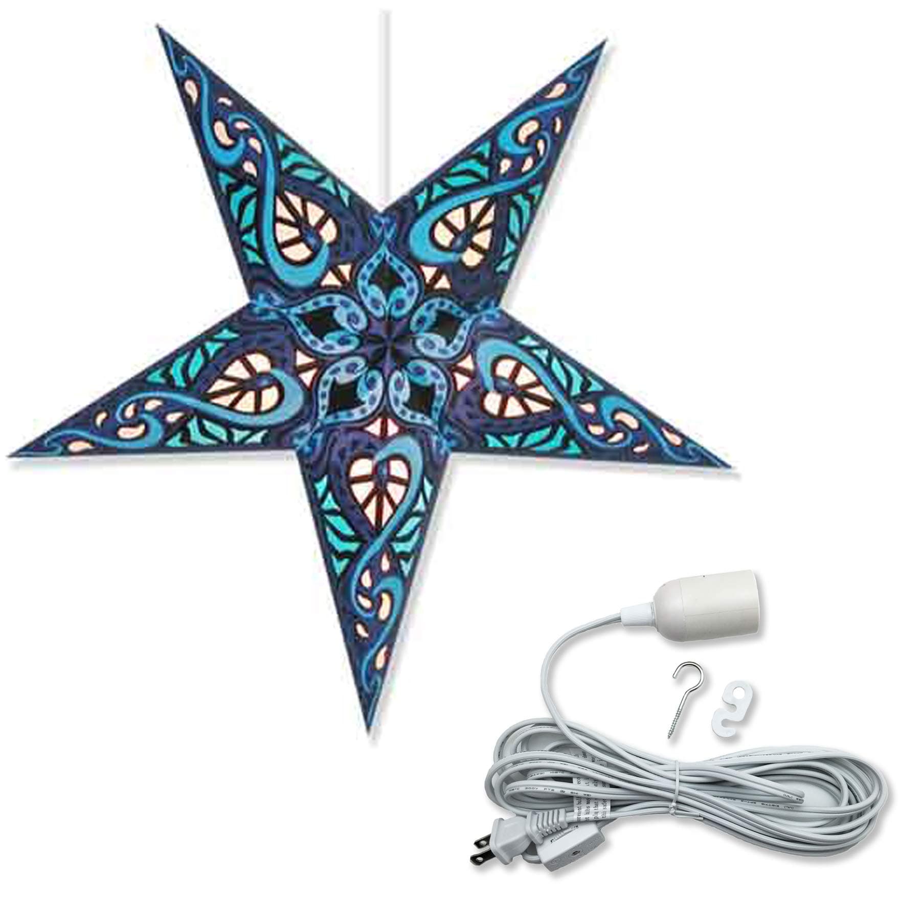 Celtic Blue Star Lantern (Bundle: Star + 12' Electric Cord)