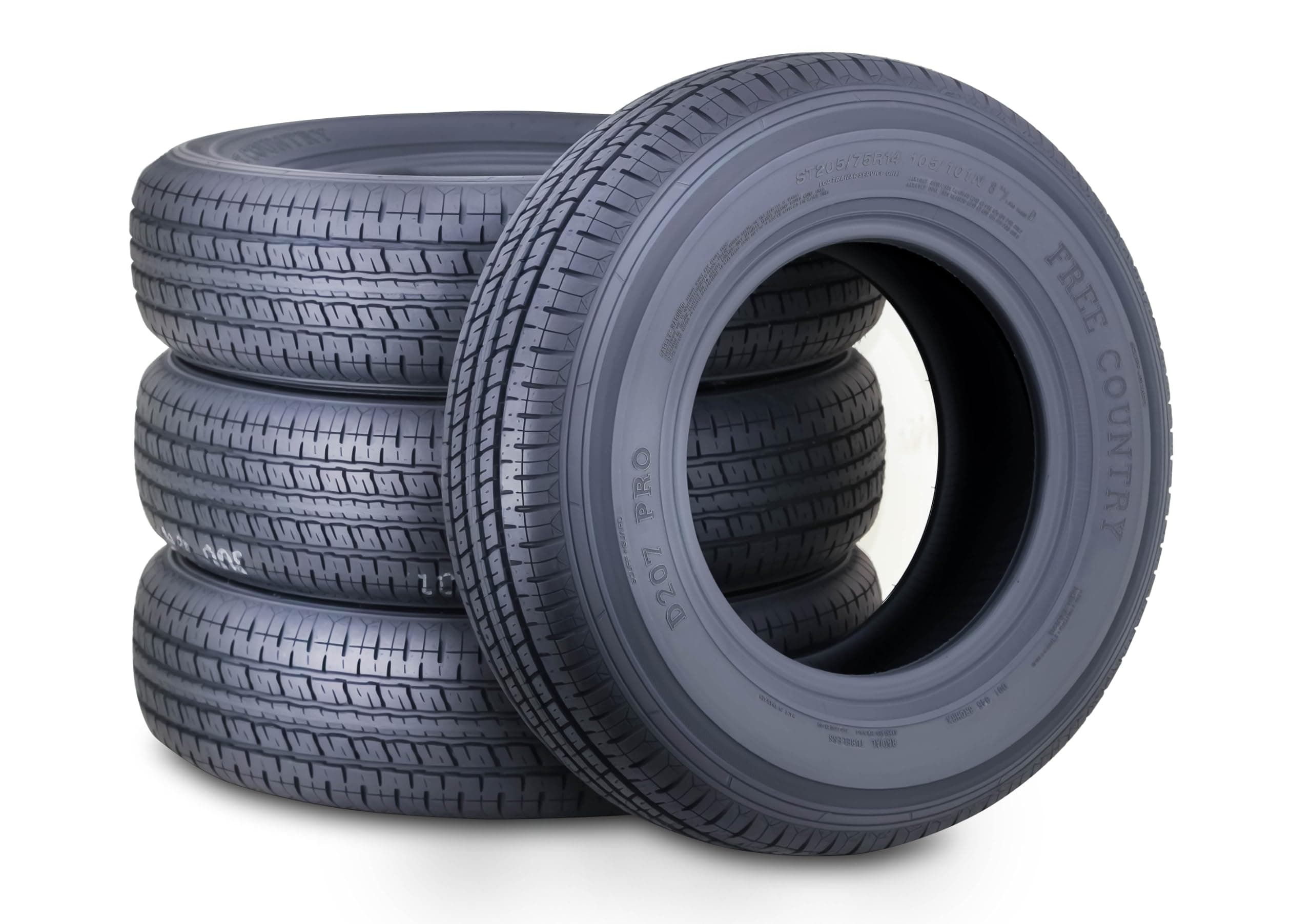 FREE COUNTRY Set 4 Premium Trailer Tires ST205/75R14 8PR Load Range D Radial w/Scuff Guard