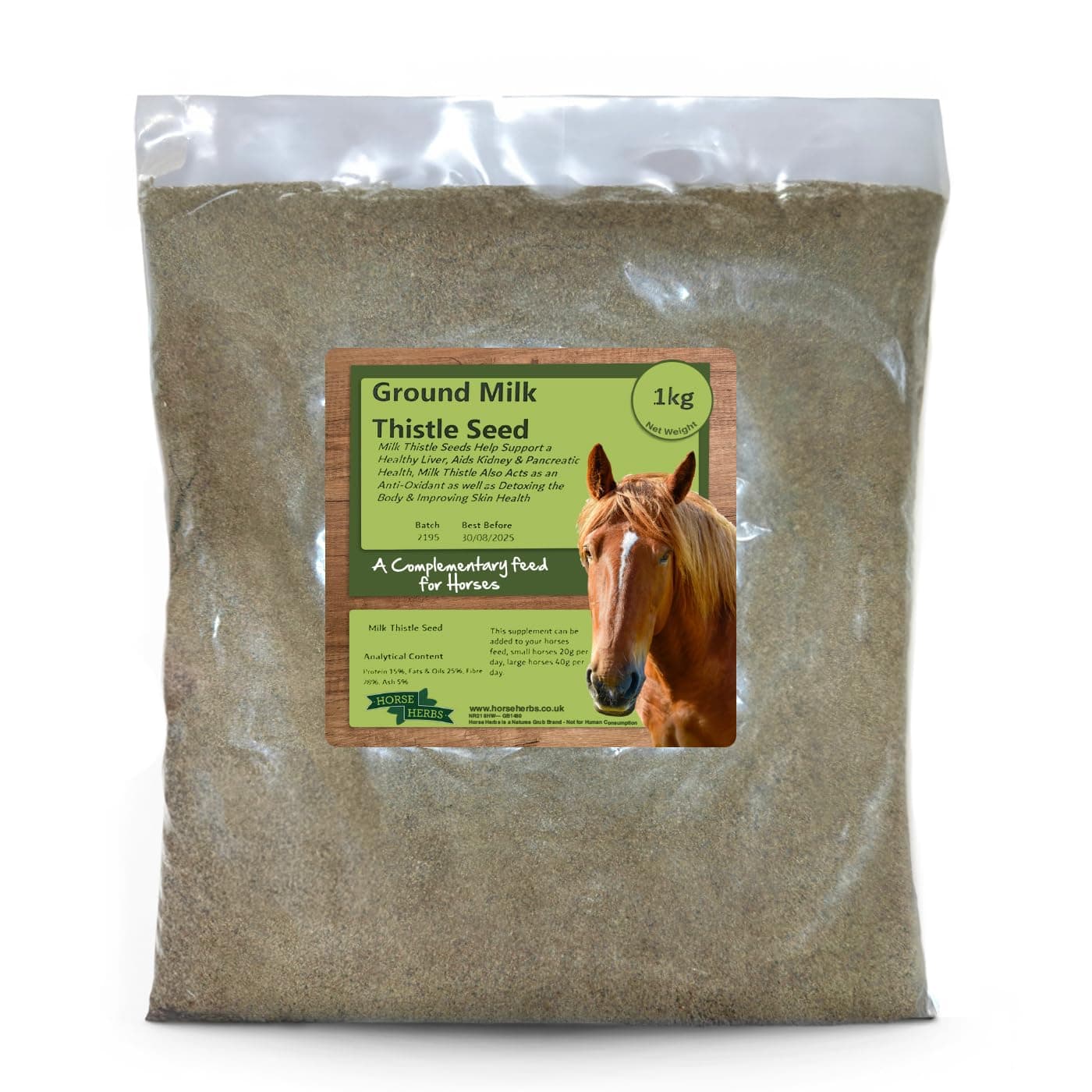 Ground Milk Thistle Seed 1kg | Natural Feed Supplement for Horses, Equine Care