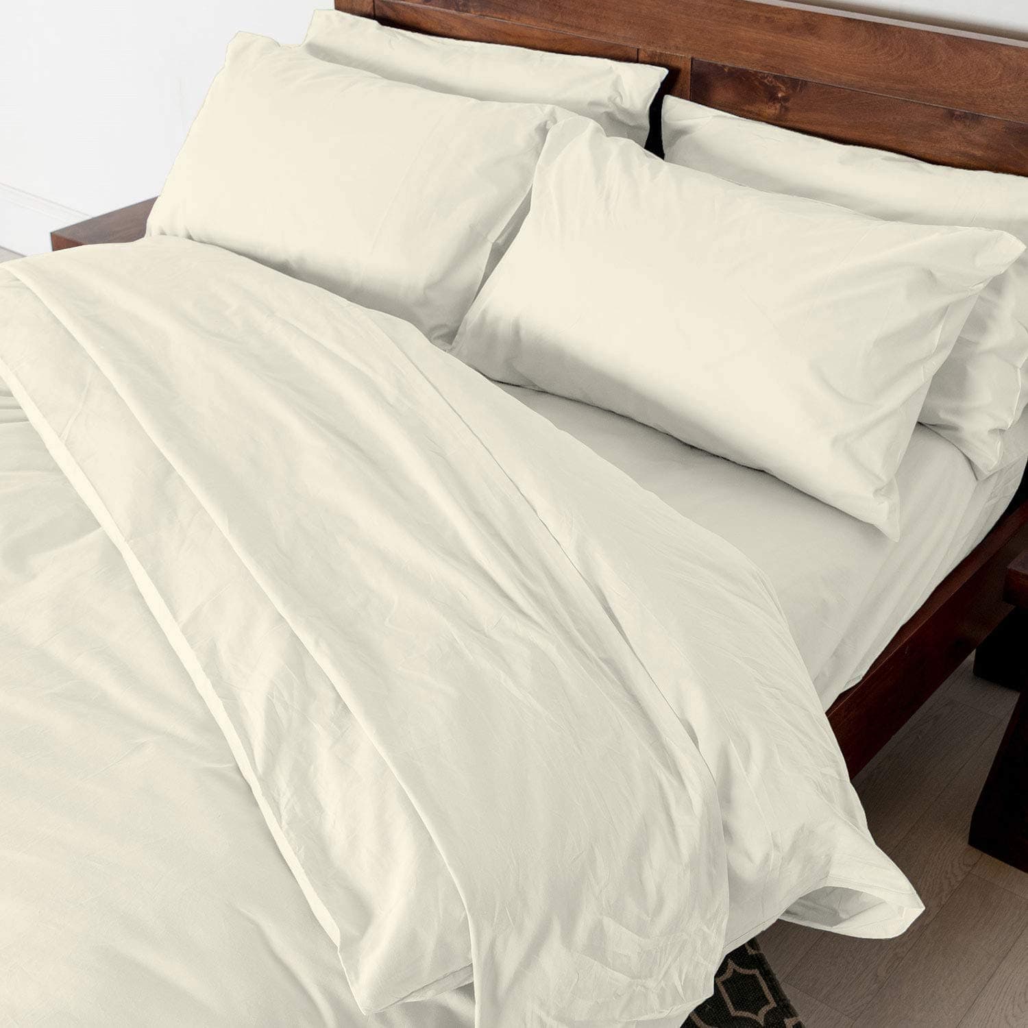 Cottington Lane - 3 PC Elegant Duvet Cover King Size - 400 Thread Count 100% Cotton - Duvet/Quilt/Razai Cover Come with Zipper Closer for Protect Your Super Soft Comforter | Ivory Solid