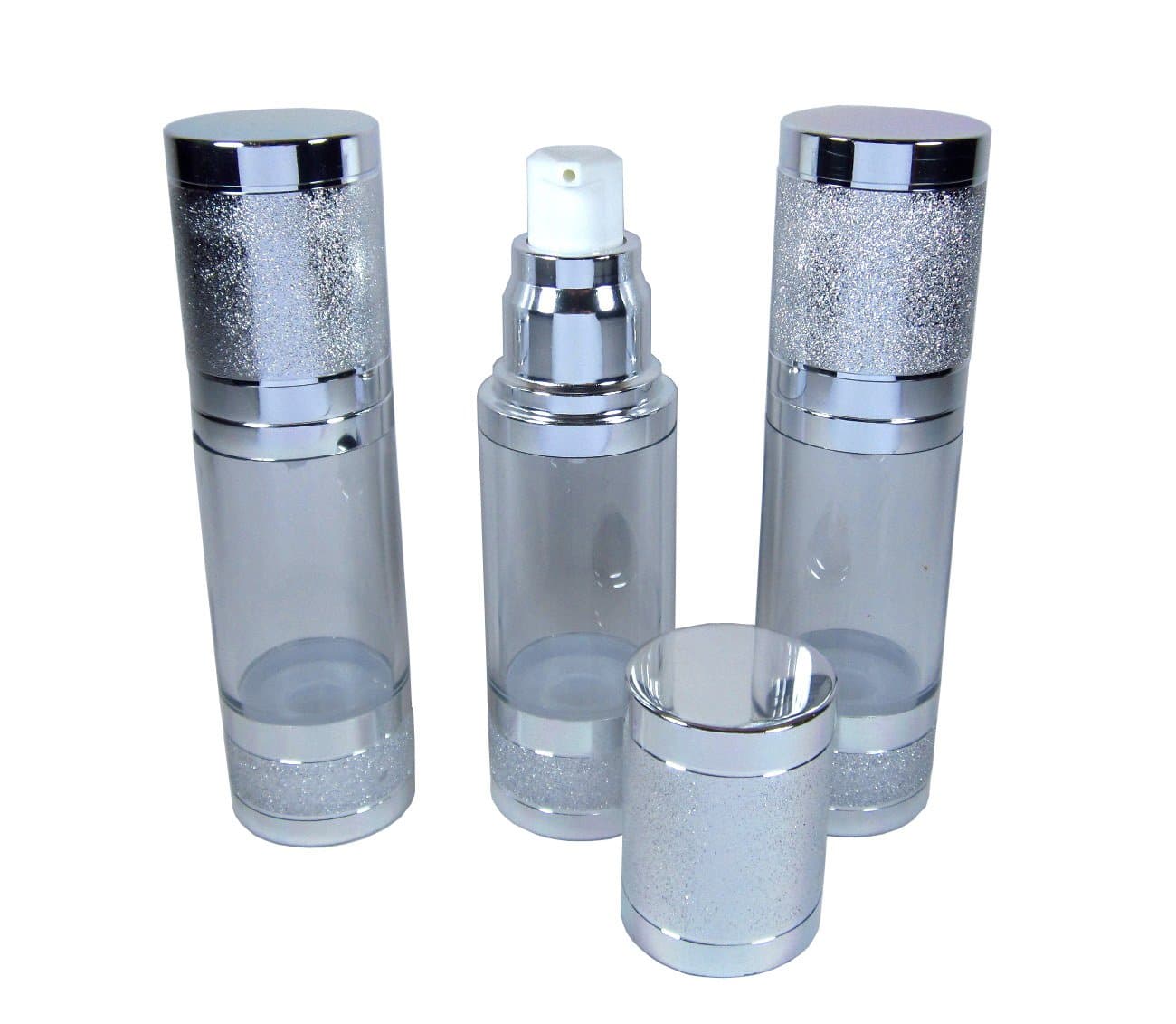 Airless Pump Bottle Silver Empty Vacuum for Refillable Container Cosmetic Cream Lotion Serum Liquid 1 oz 30 ml (Pack of 3 Bottle)