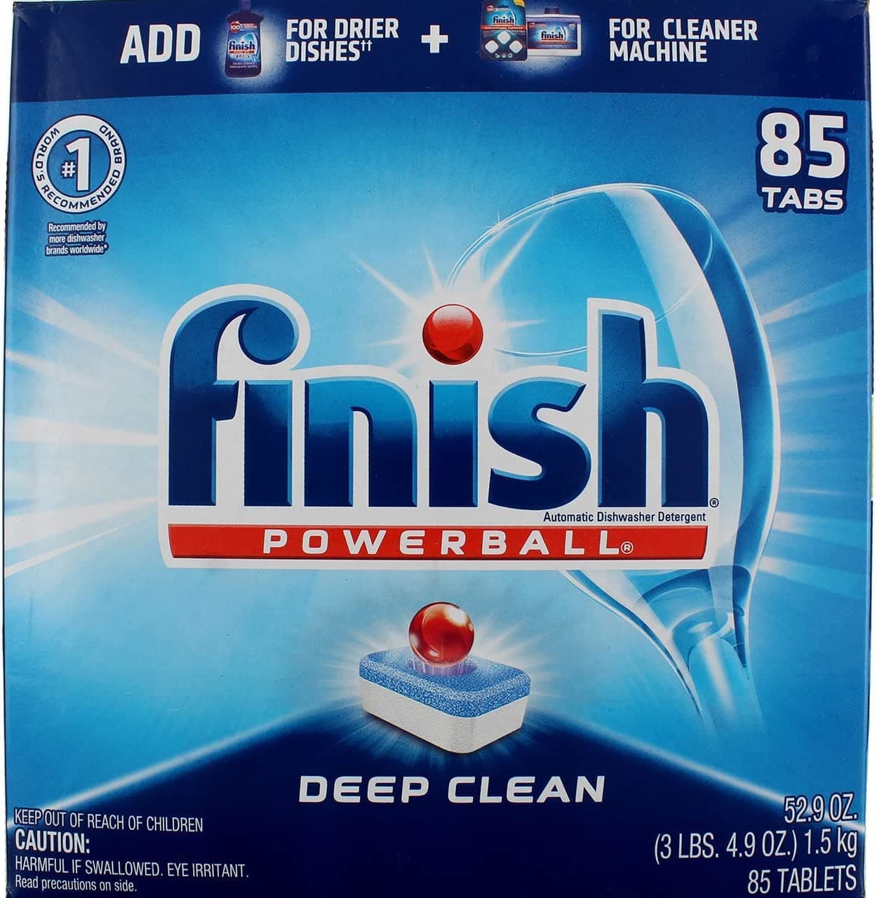Finish Powerball Tabs Dishwasher Detergent Tablets, Fresh Scent, 85 Count