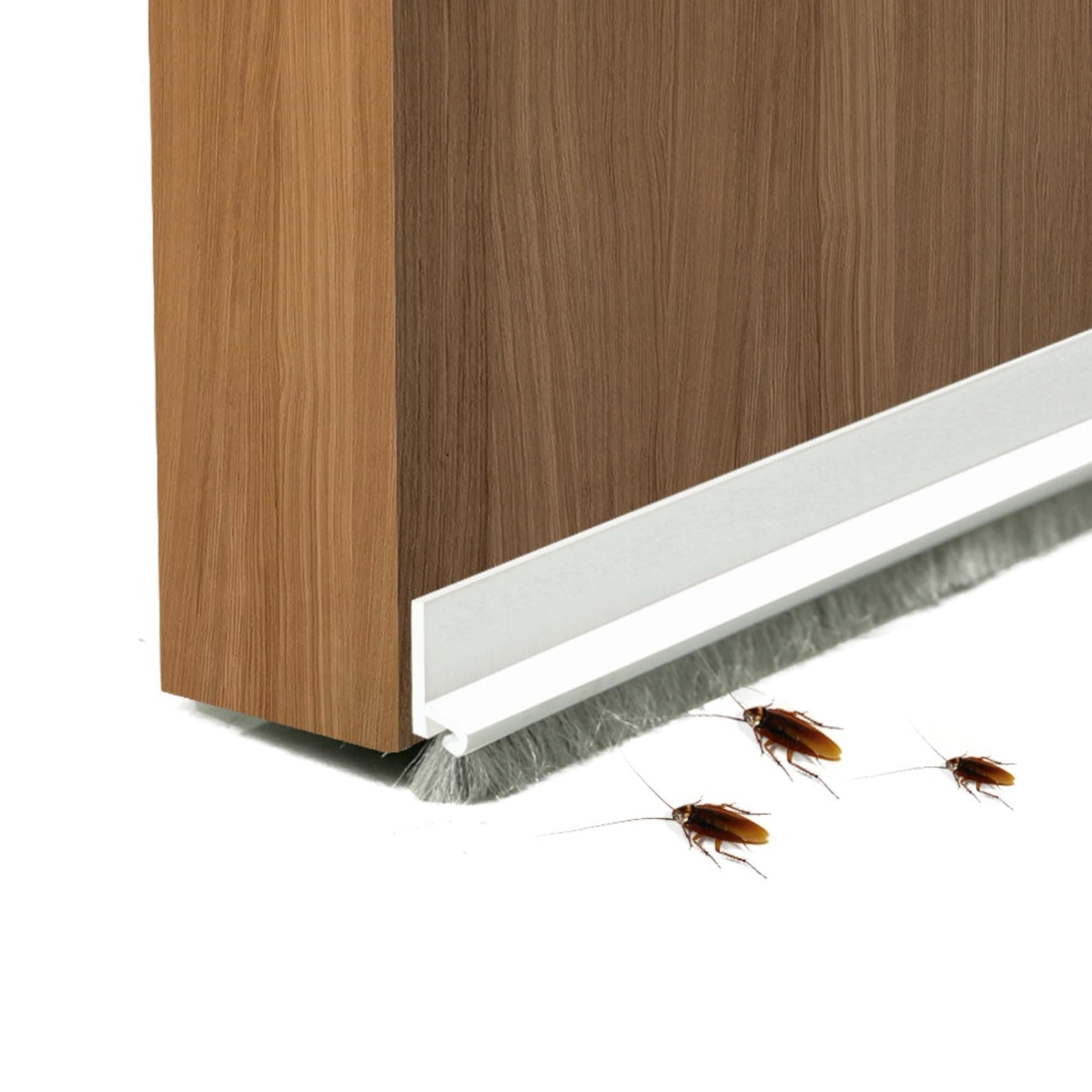 Door Sweep for Bottom of Door, 39.2" L Integrated Design with Brush, Self Adhesive Under Door Draft Stopper for Bottom of Door, Door Seal Dust/Noise/Hot or Cold Air Insulation, White 2" W