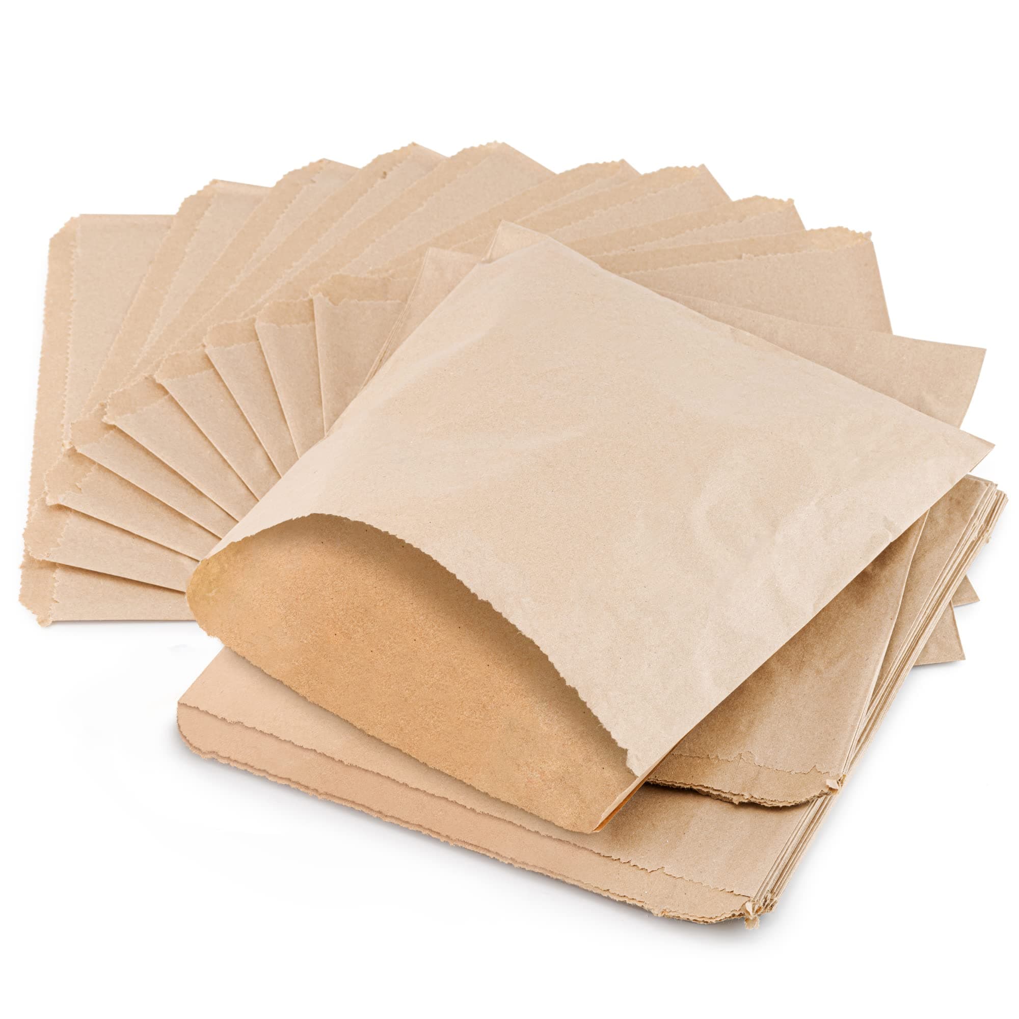 Paper Sandwich Bags for Food | 8” x 8” 100PK Strung REALUS | Made in Britain | Strong Greaseproof Small Brown Bag, Great for Sweets, Lunch, Burger Wrap | Eco Friendly, Biodegradable Alternative