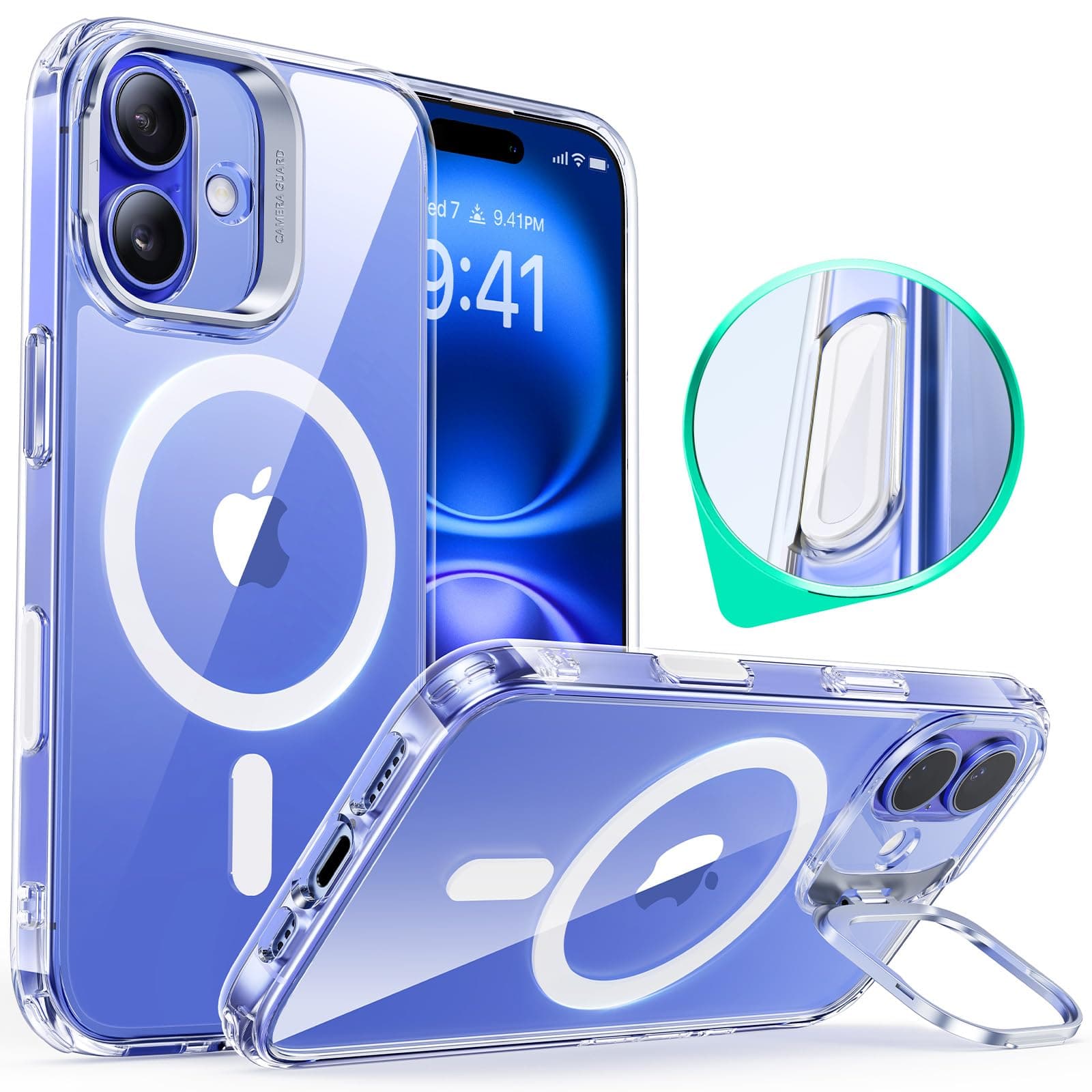 【デザイン受賞シリーズ!】ESR iPhone 16 Plus ケース MagSafe 対応 カメラコントロール 隠しスタンド 多角度調整 iphone16plus 専用 ワイヤレス充電対応 3倍米軍MIL規格 耐衝撃 iphone16プラス クリア 高い透明度 いphone16plusケース 傷防止 軽量 スマホカバー Classicシリーズ 透明