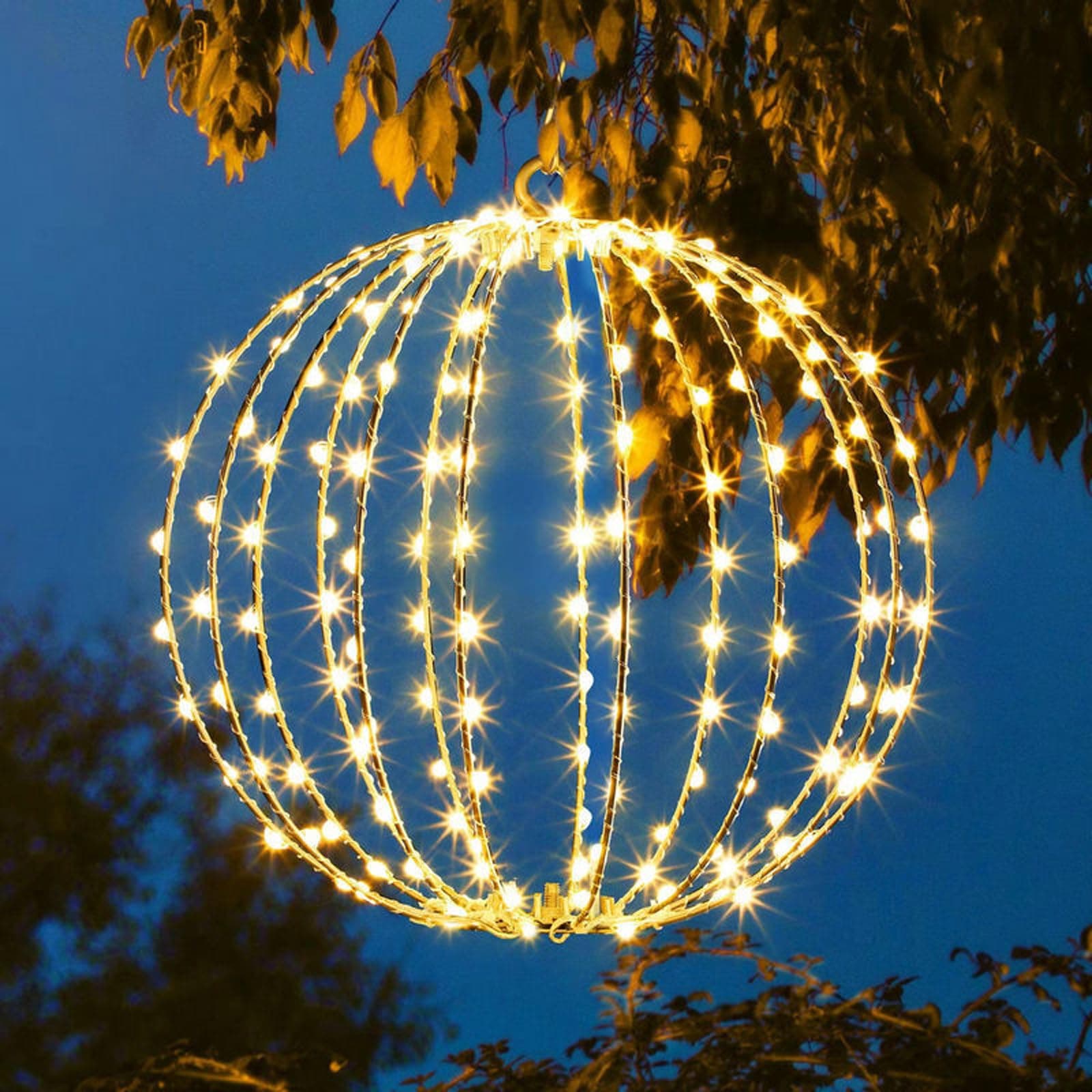 Indoor Outdoor Light up Spheres, Prelit Outdoor Ornament Balls, Christmas Outdoor Decorations Ball Lights, Battery Operated Christmas Ball Lights, Folding Light Ball for Party Garden Decor (Warm)