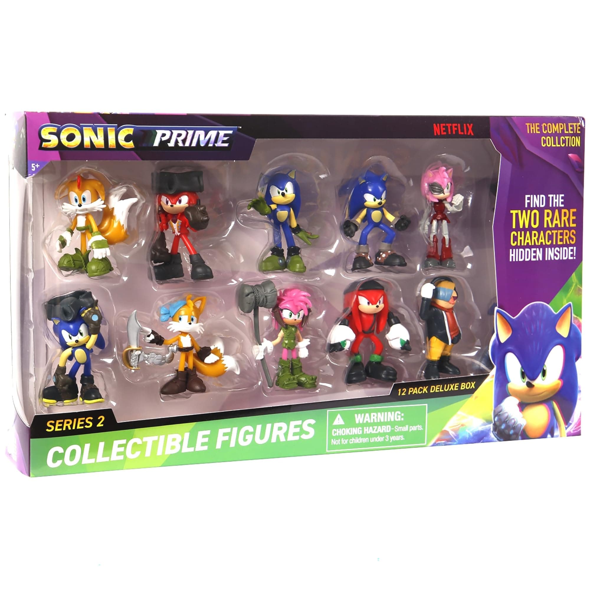 Sonic Prime: Deluxe Box V2-12 Pack Collectible Figures - 2.5" Characters, Includes 2 Rare Hidden Figures, Netflix Series, Licensed Figures, Ages 3+