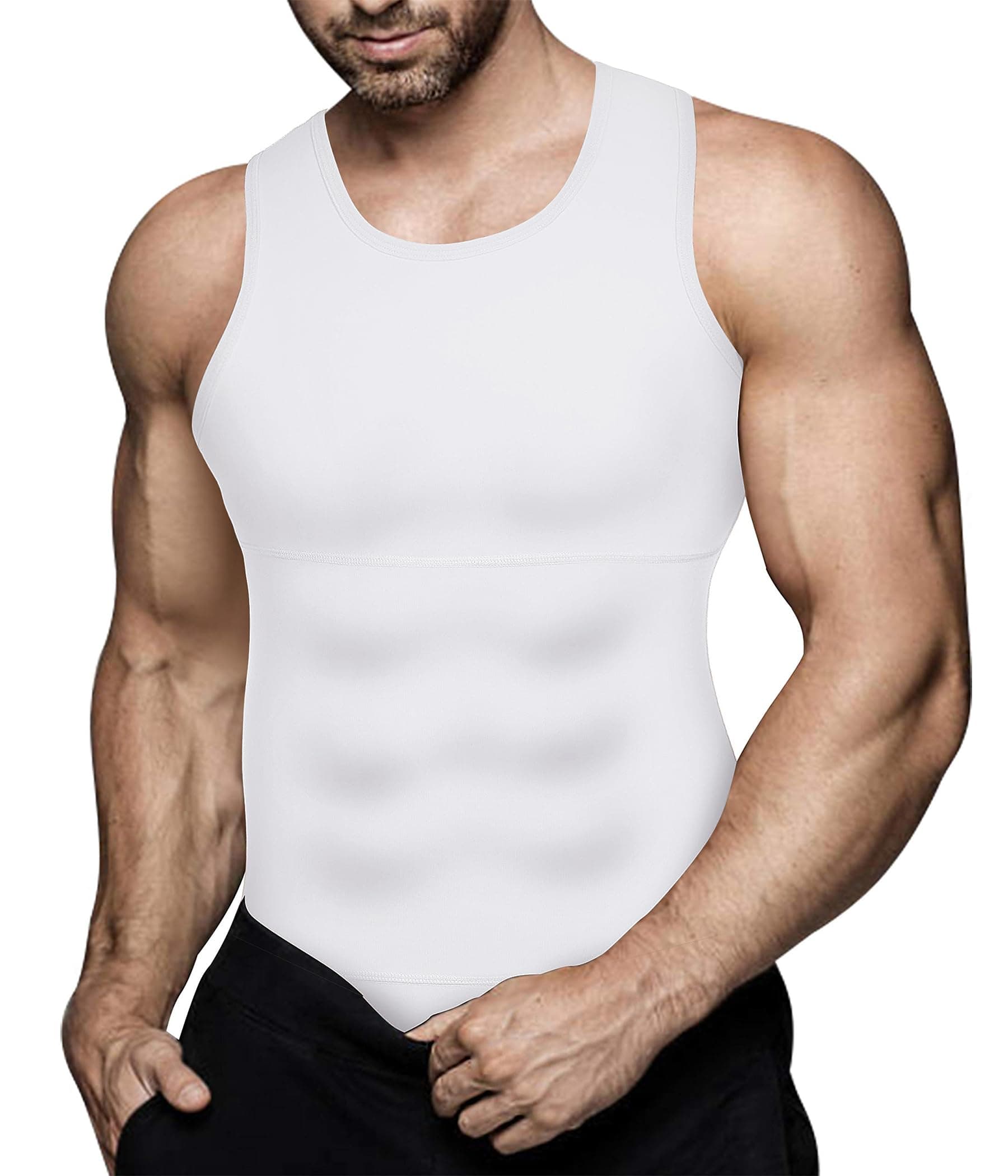 Mens Compression Shirt Slimming Body Shaper Vest Workout Tank Tops Abs Abdomen Undershirts