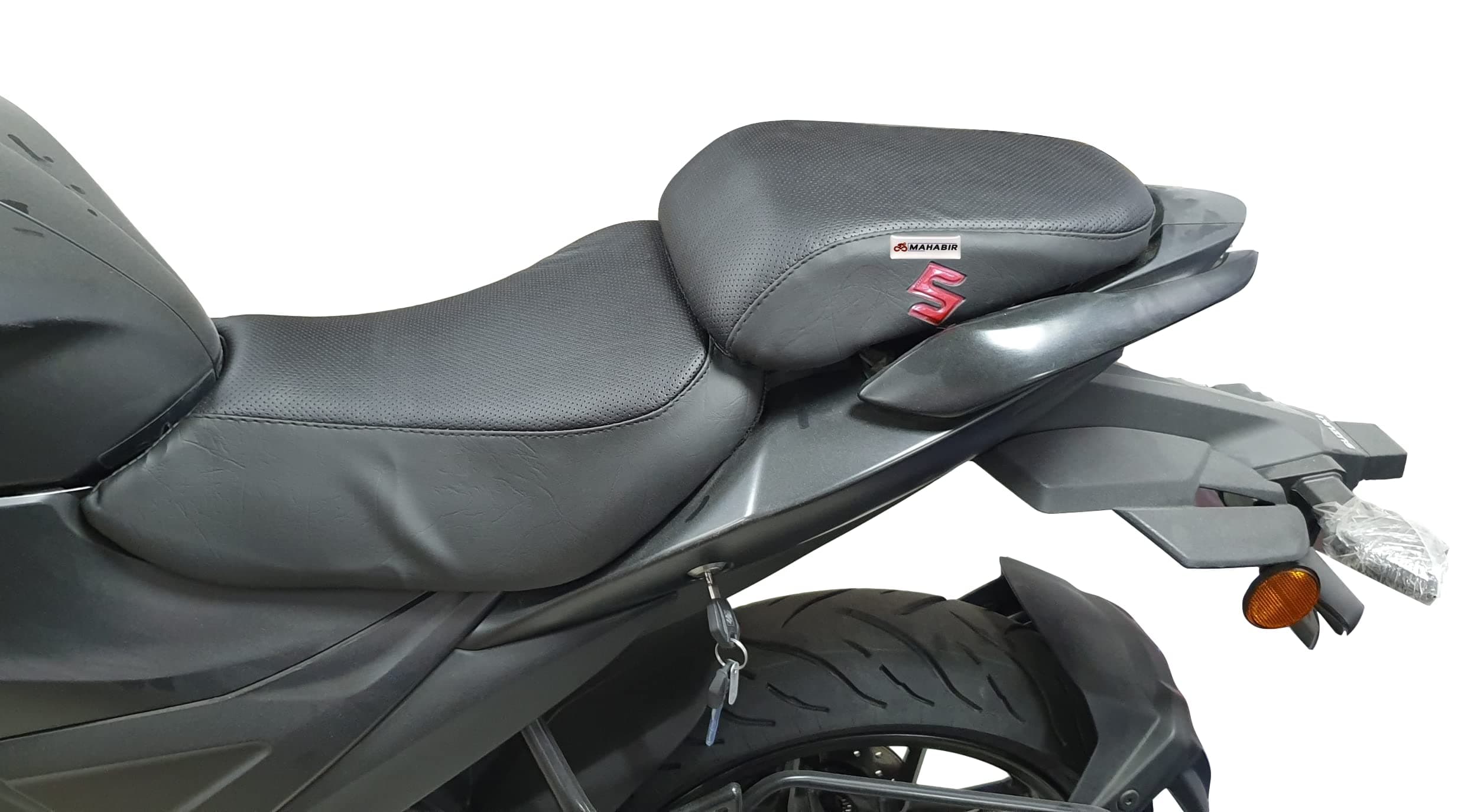 MAHABIR Seat Cover for Gixxer SF, 250 & 150 All Models July 2019 Onwards with Cushioning | Water Resistant Faux Leather | Easy Installation | Enhances Ride Comfort (Black)