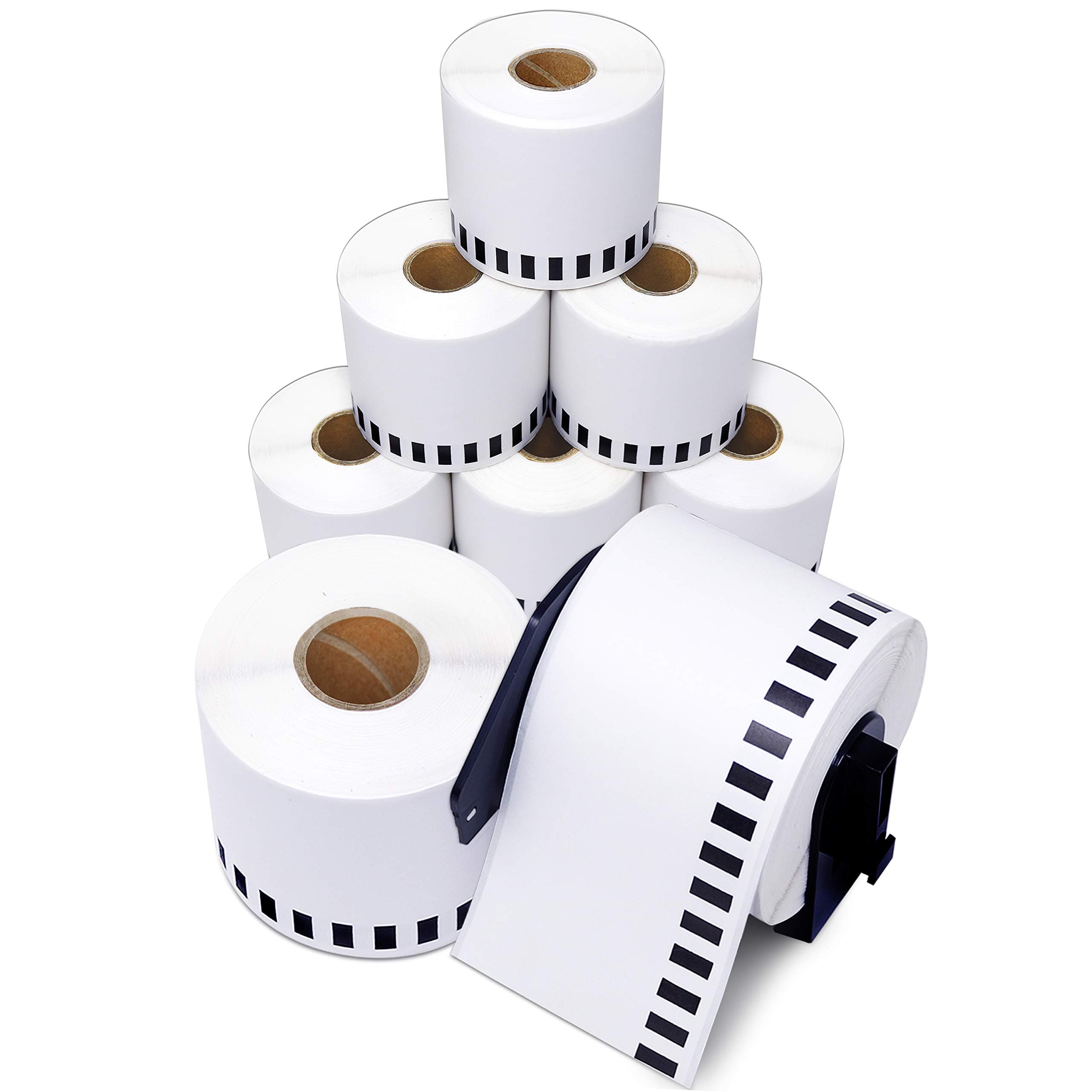 Aegis Adhesives - 2.4" X 100 Ft. Replacement for Brother DK-2205 (8 Rolls, 1 Frame) Direct Thermal Labels Continuous Paper Tape - Compatible with QL Label Printers