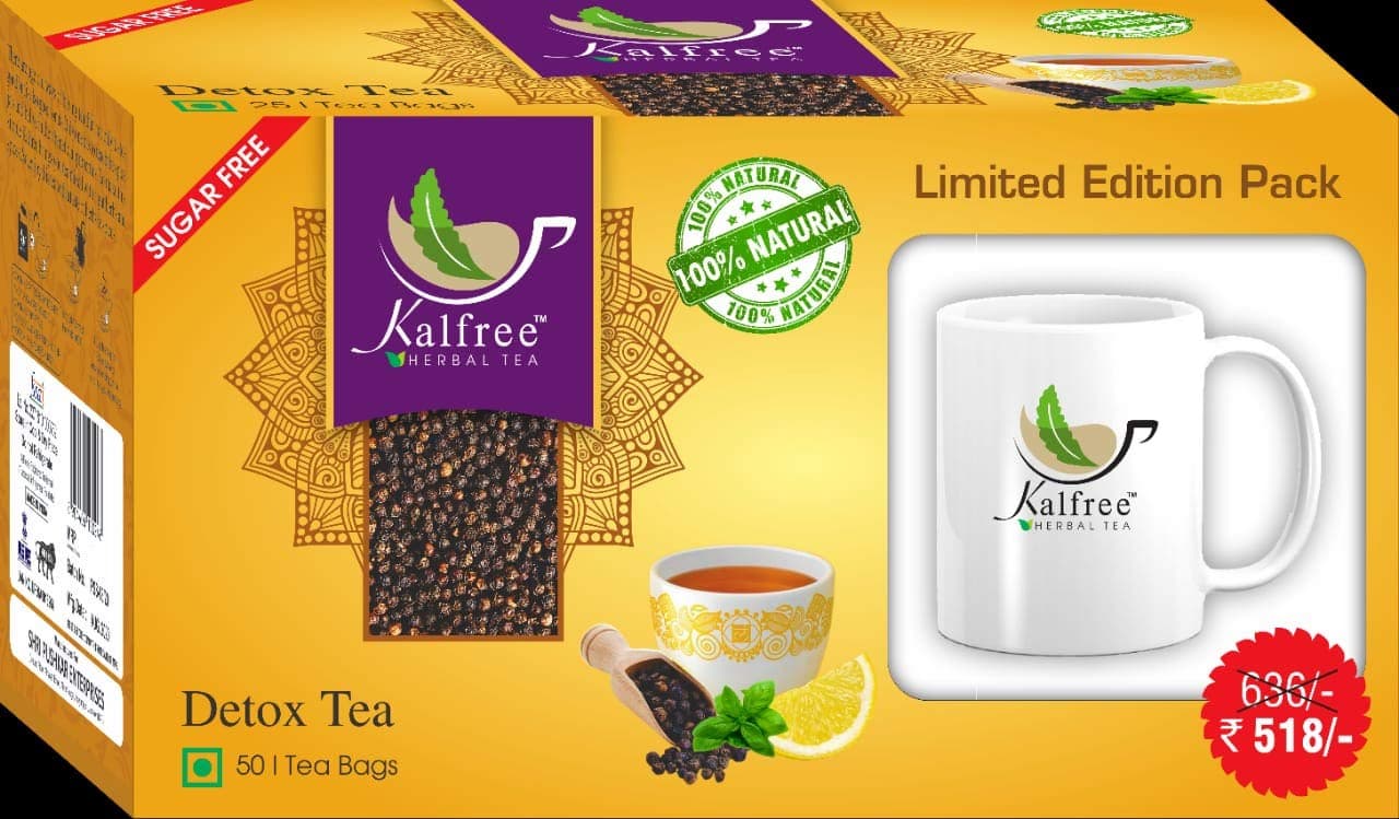 KALFREE DETOX TEA WITH KALFREE CUP For Natural Body Cleanse, Cold Relief, Weight Loss & Belly fat