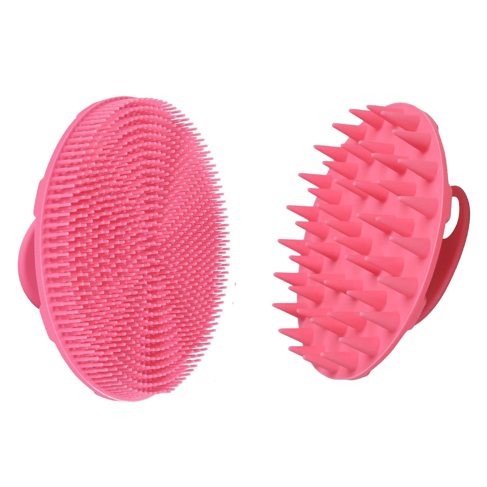 INNERNEED Food-Grade Soft Silicone Body Scrubber Shower Brush, with Scalp Massager Shampoo Brush, Wet & Dry Manual Scalp Care Hair Washing (Pink)