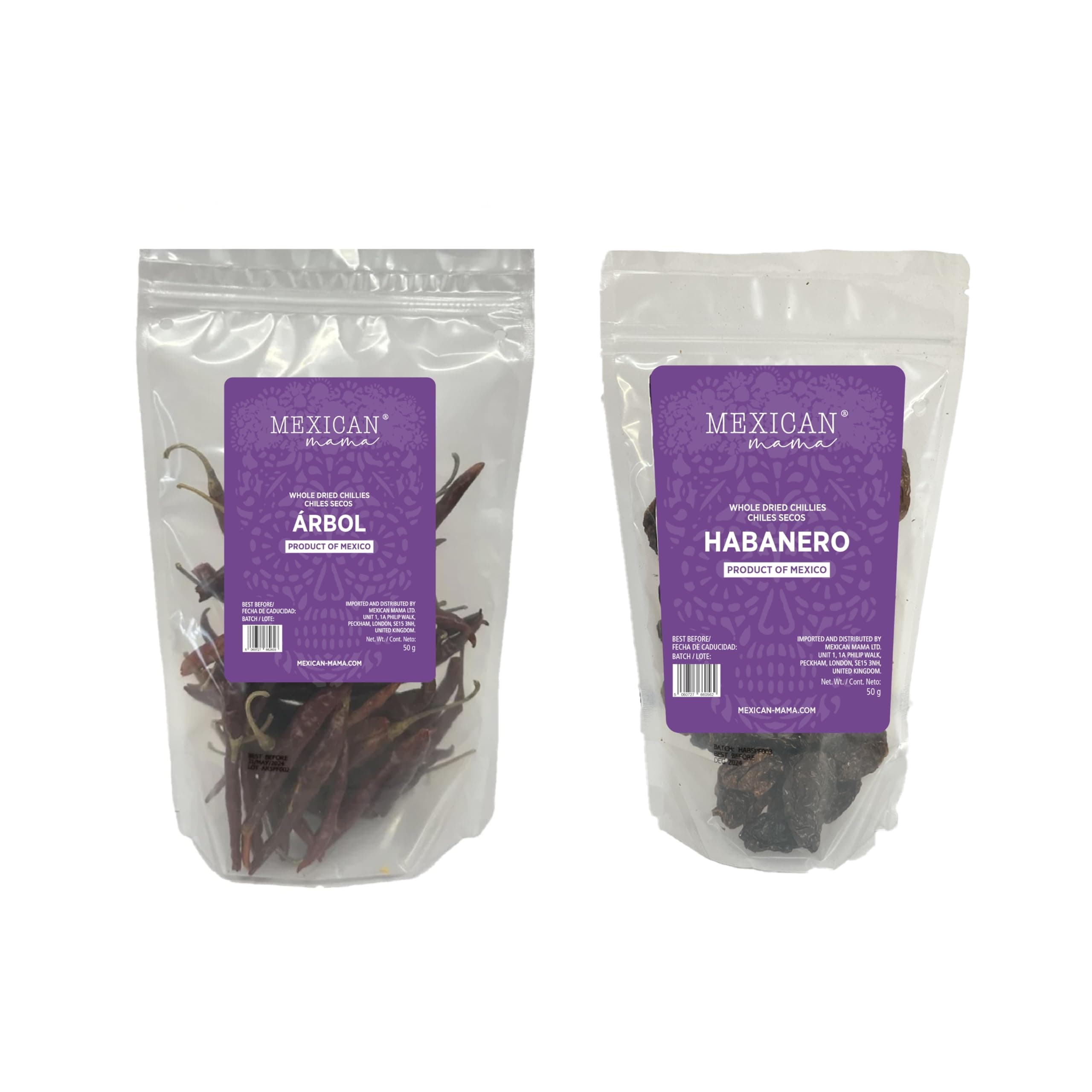 Arbol 50g and Habanero 35g Whole Dried Chilli (Hottest Chilli Combo)