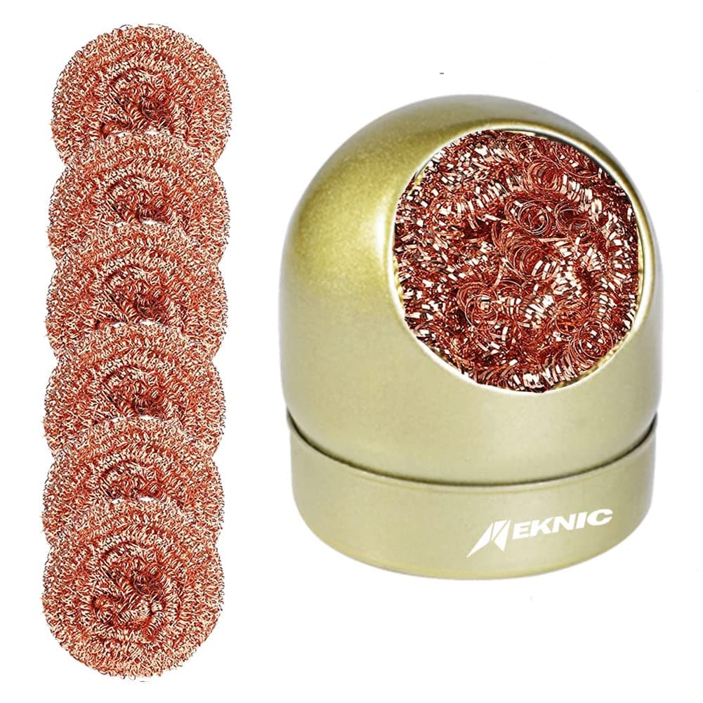 Solder Tip Cleaner Soldering Ion Tip Cleaning Wire and Holder Coiled Brass Sponge Tip Cleaner Kit with 7 PCS Solder Tip Cleaning Wire and 1 PC Holder for Cleaning Soldering Irons and Tips