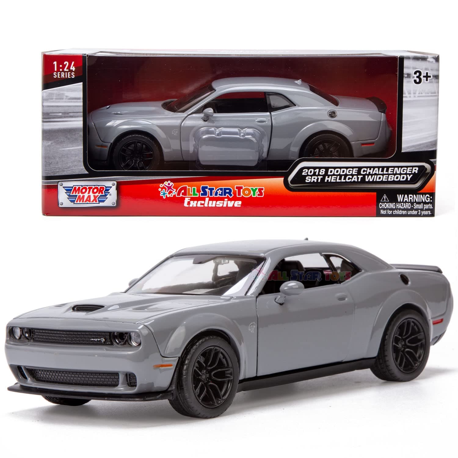 All Star Toys Exclusive 2018 Dodge Challenger SRT Hellcat Widebody Destroyer Gray 1/24 Diecast Model Car 79350 Grey