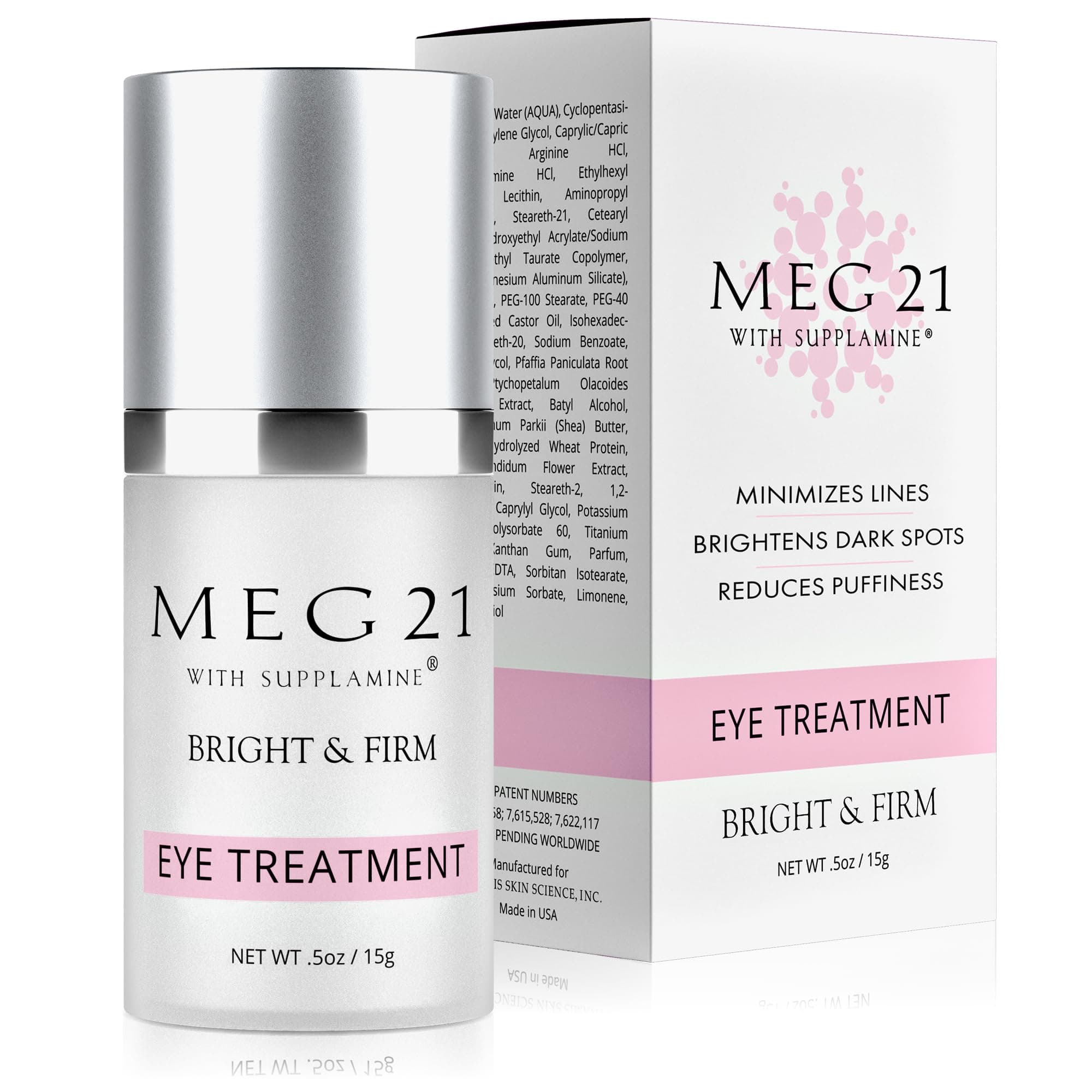 Bright & Firm Under Eye Cream – Anti-Aging Cream for Dark Circles, Puffiness, Bags, Fine Lines & Wrinkles – Day/Night Eye Moisturizer – Made with Patented SUPPLAMINE (0.5 oz)