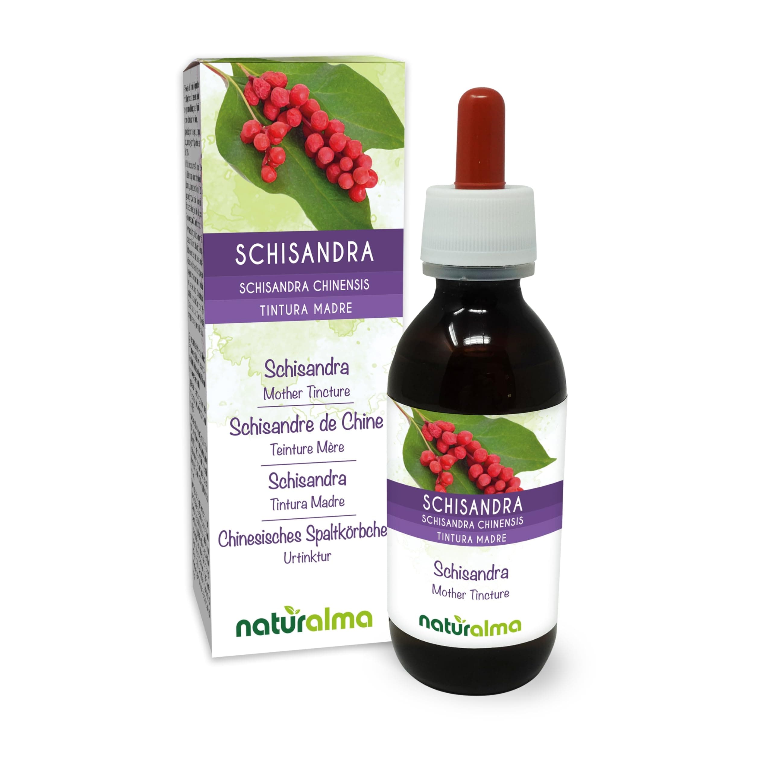 Schisandra (Schisandra chinensis) Fruits Alcohol-Free Mother Tincture Naturalma - Liquid Extract Drops 120 ml - Food Supplement - Vegan