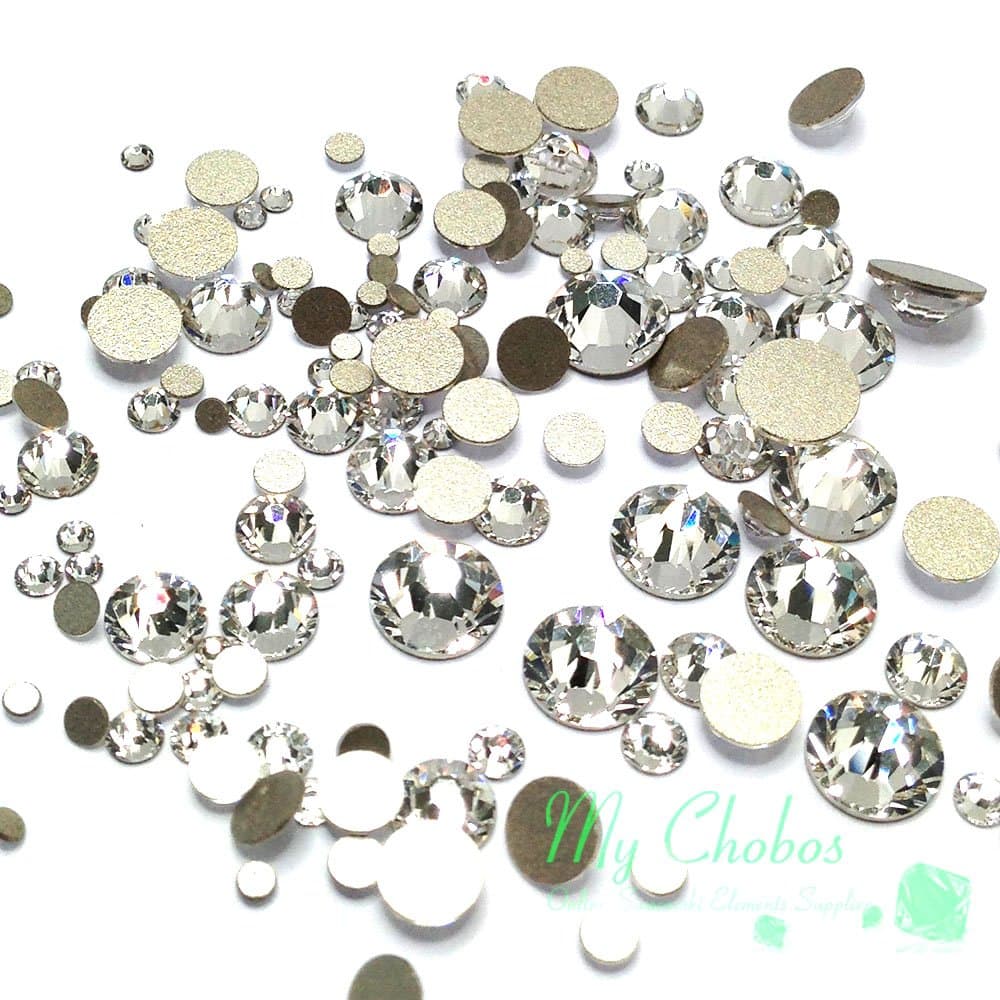 Light Chrome 144 Swarovski 2058/2088 Crystal Flatbacks Rhinestone Nail Art mixed sizes ss5, ss7, ss9, ss12, ss16, ss20, ss30